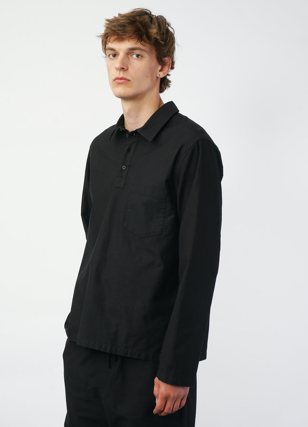 MARCO 29-12-2 | Polo Style Pull-on Shirt | Black