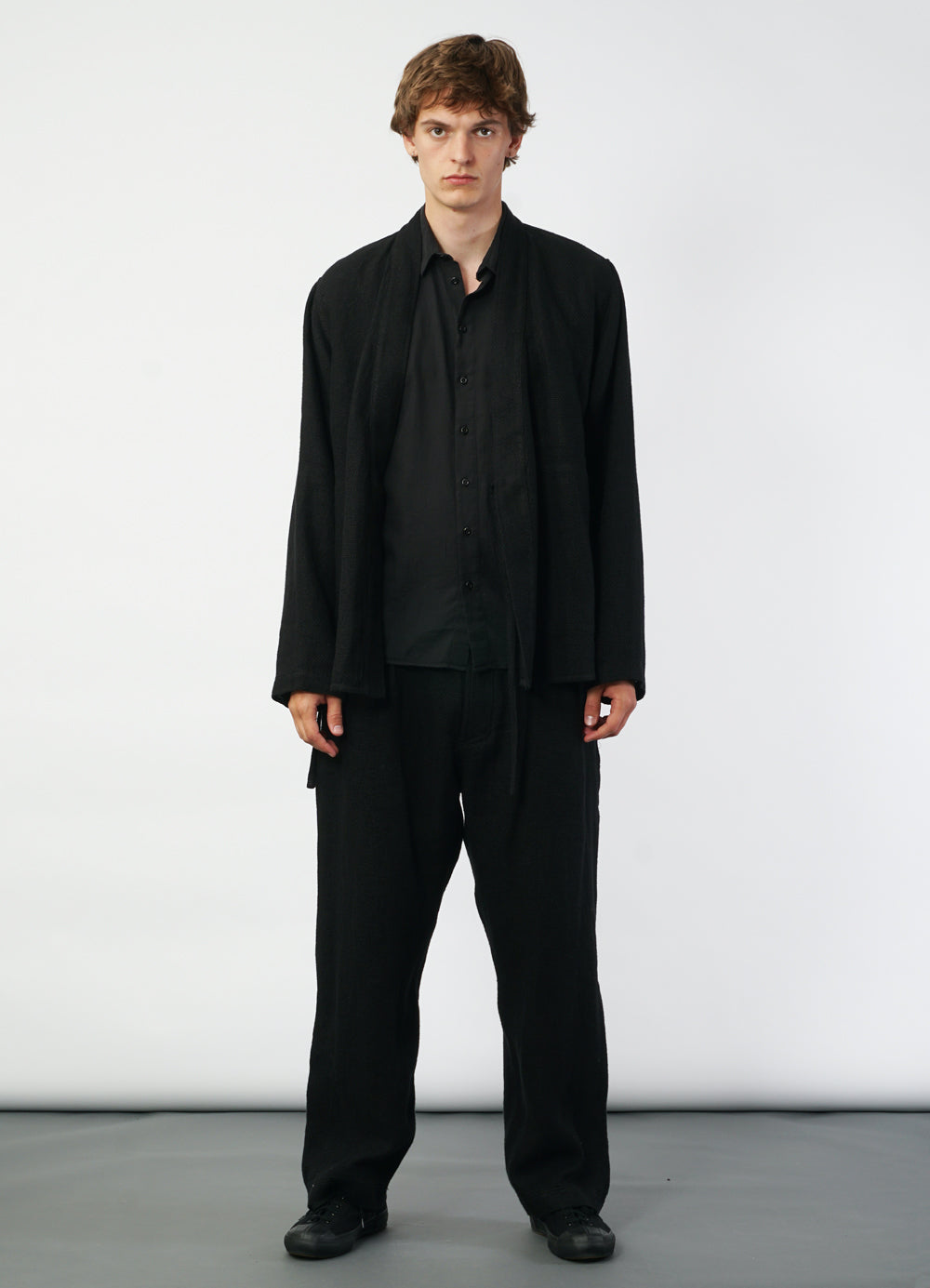 BOBBY 29-58-2 | Wide Pleated Trousers | Black Gauze