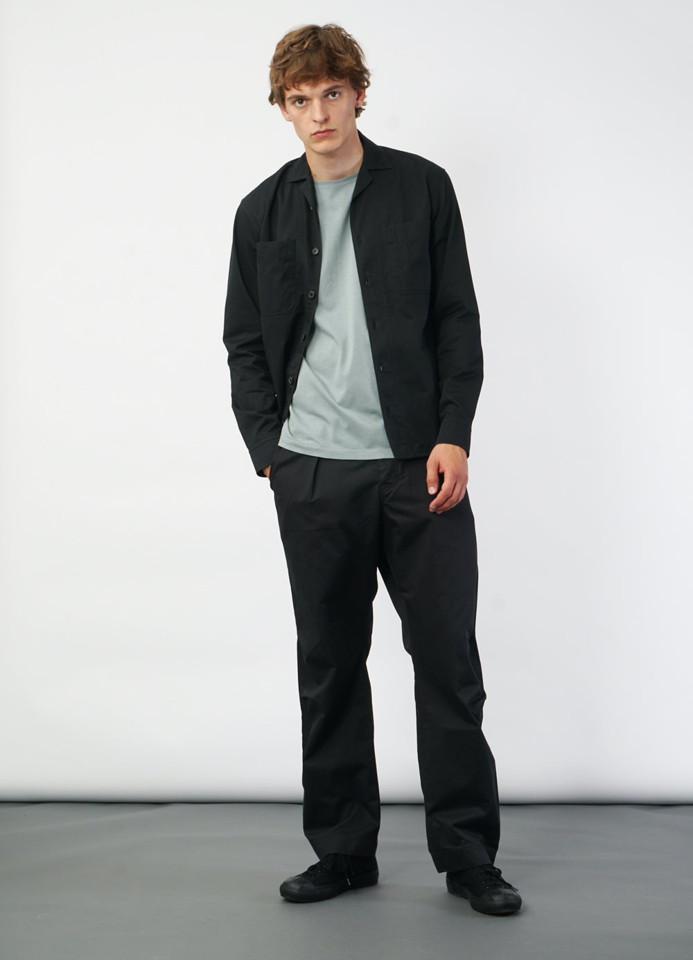 STEFFEN 29-77-2 | Shirt Jacket With Decorative Stitching | Black Drill