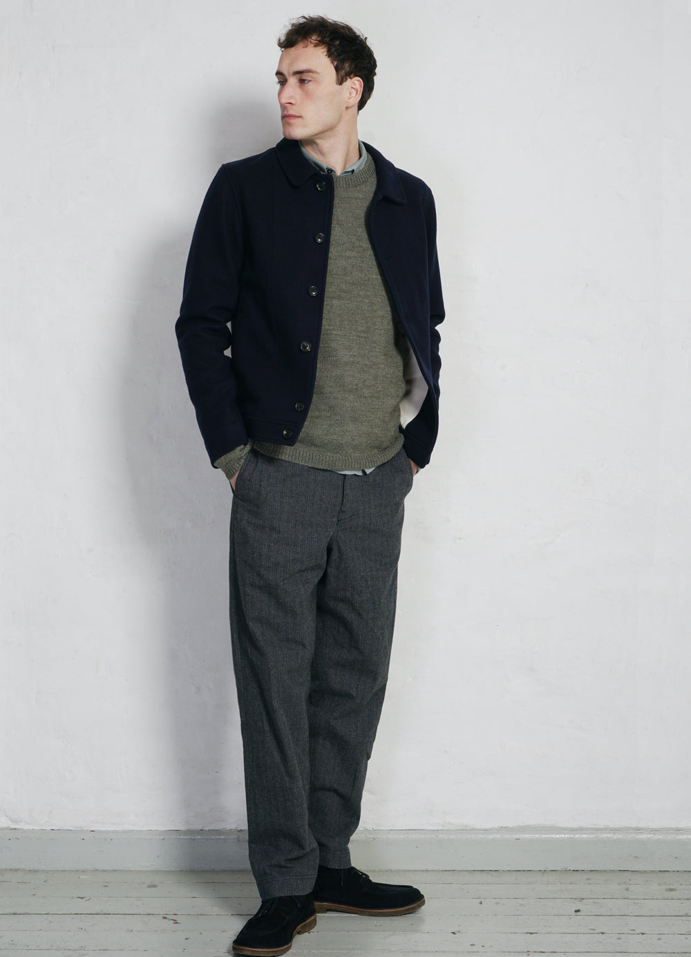 ATLAS | Short Wool Felt Jacket | Solid Blue