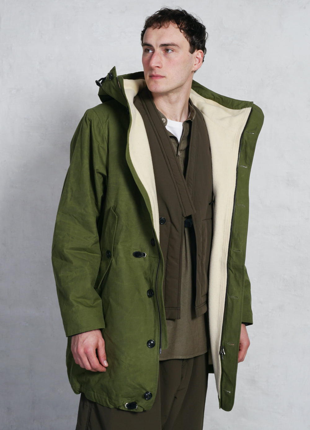 RASMUS 26-68-6 Waxed Parka With Zipper Fresh Olive