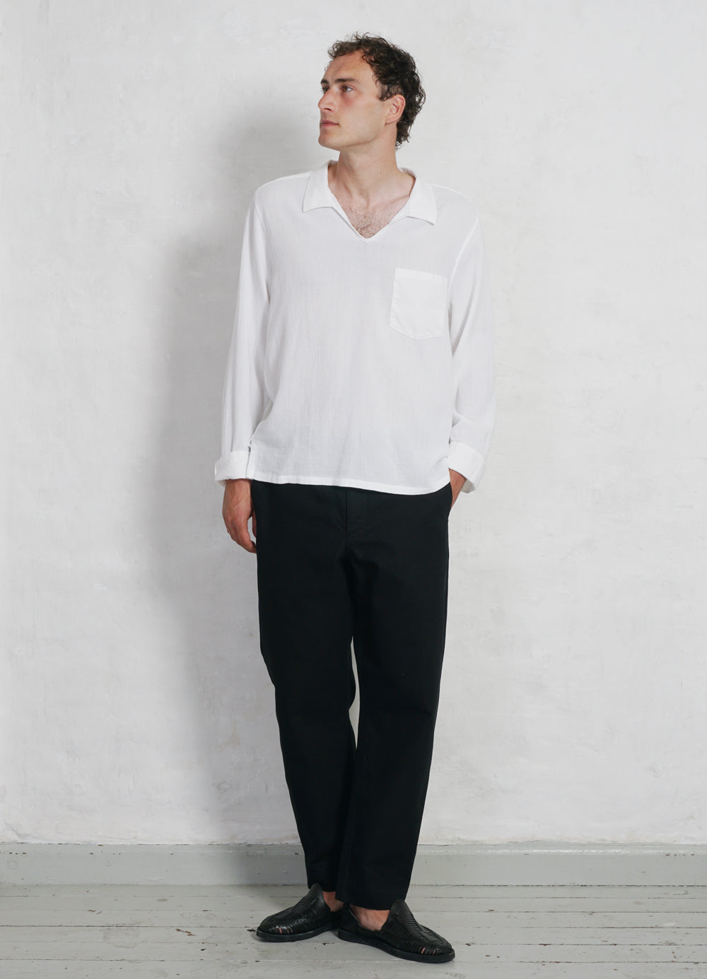 MARIUS | Casual Gauze Pull-on Shirt | White
