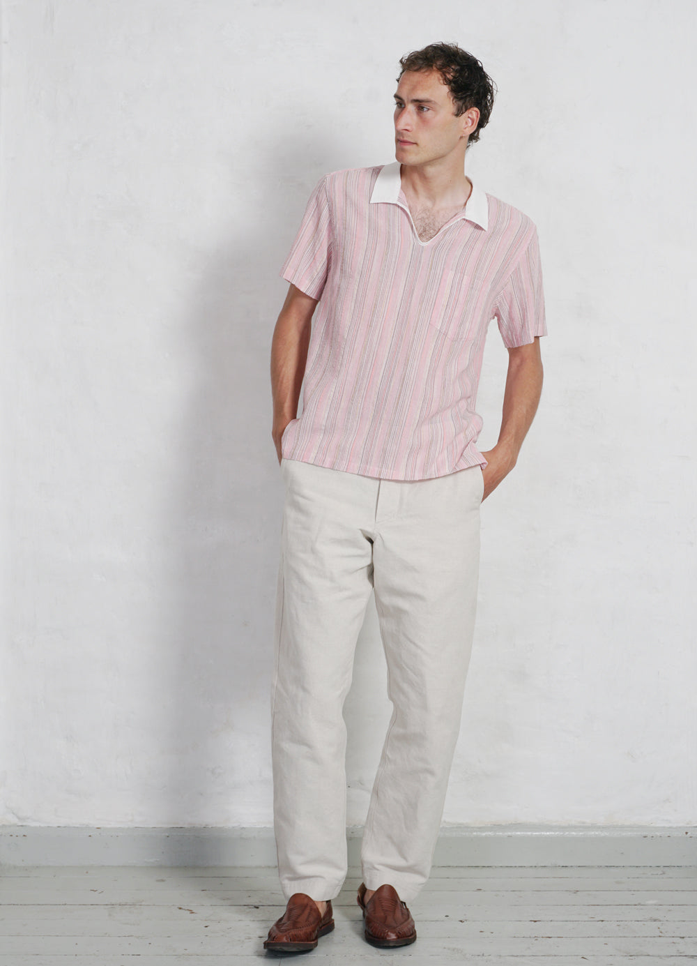 PHILIP | Short Sleeve Pull-On Shirt | Raspberry
