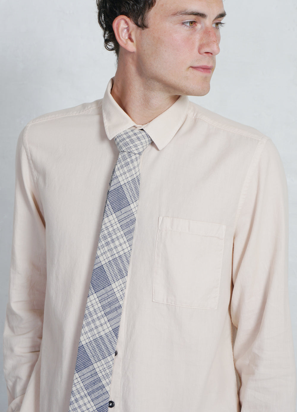 TIE | Casual Tie | Ecru Navy Checks