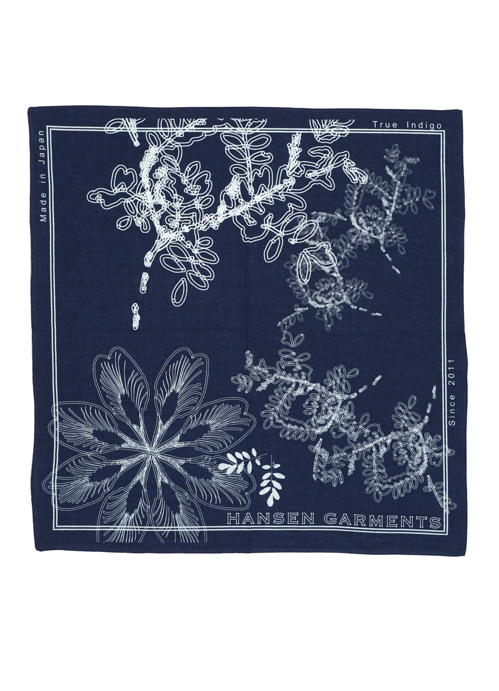 INDIGOFERA 155-98-4 | Discharge Screen Print Bandana | Real Indigo