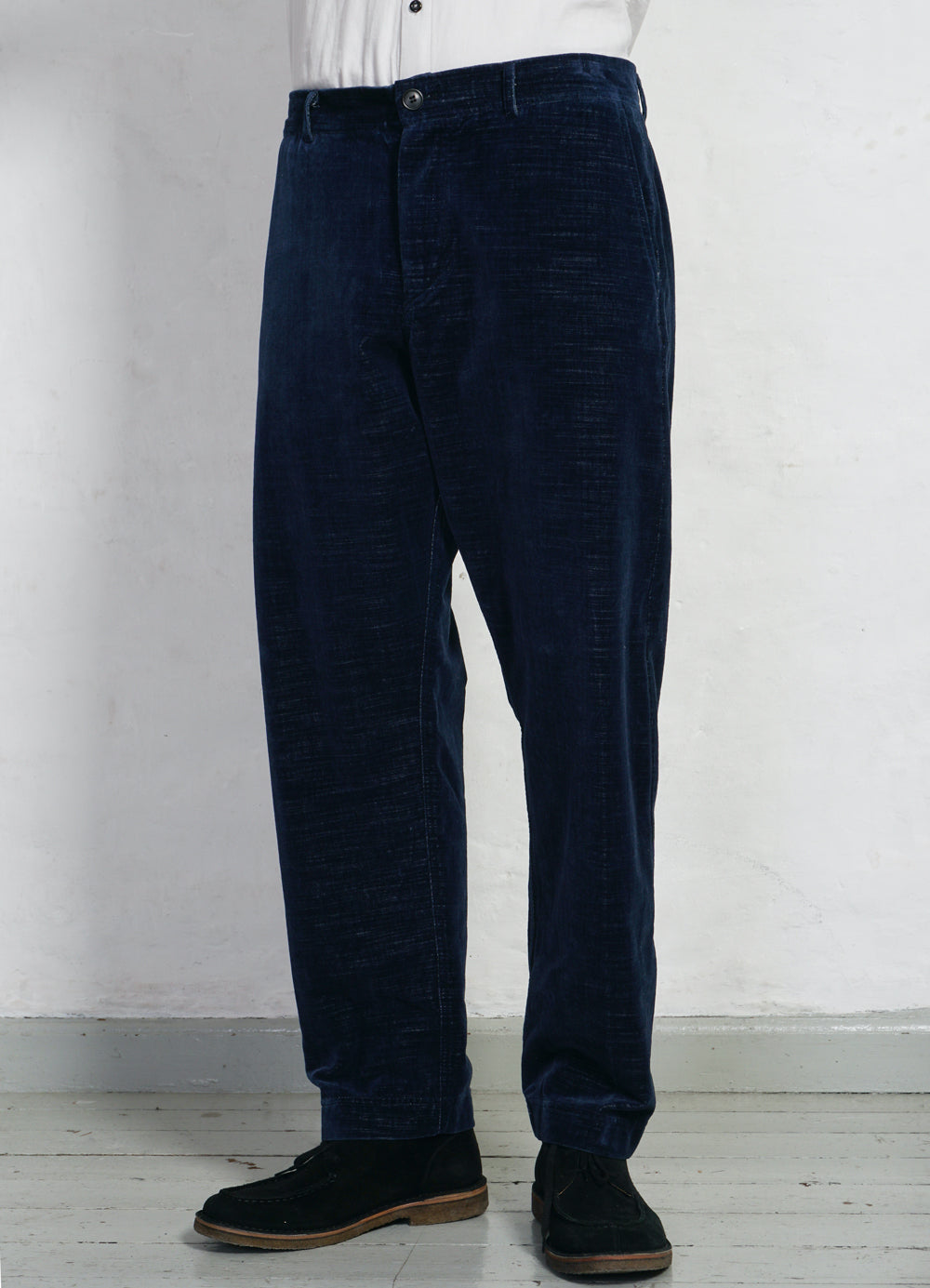 TYGE | Wide Cut Cropped Trousers | Velvet Indigo