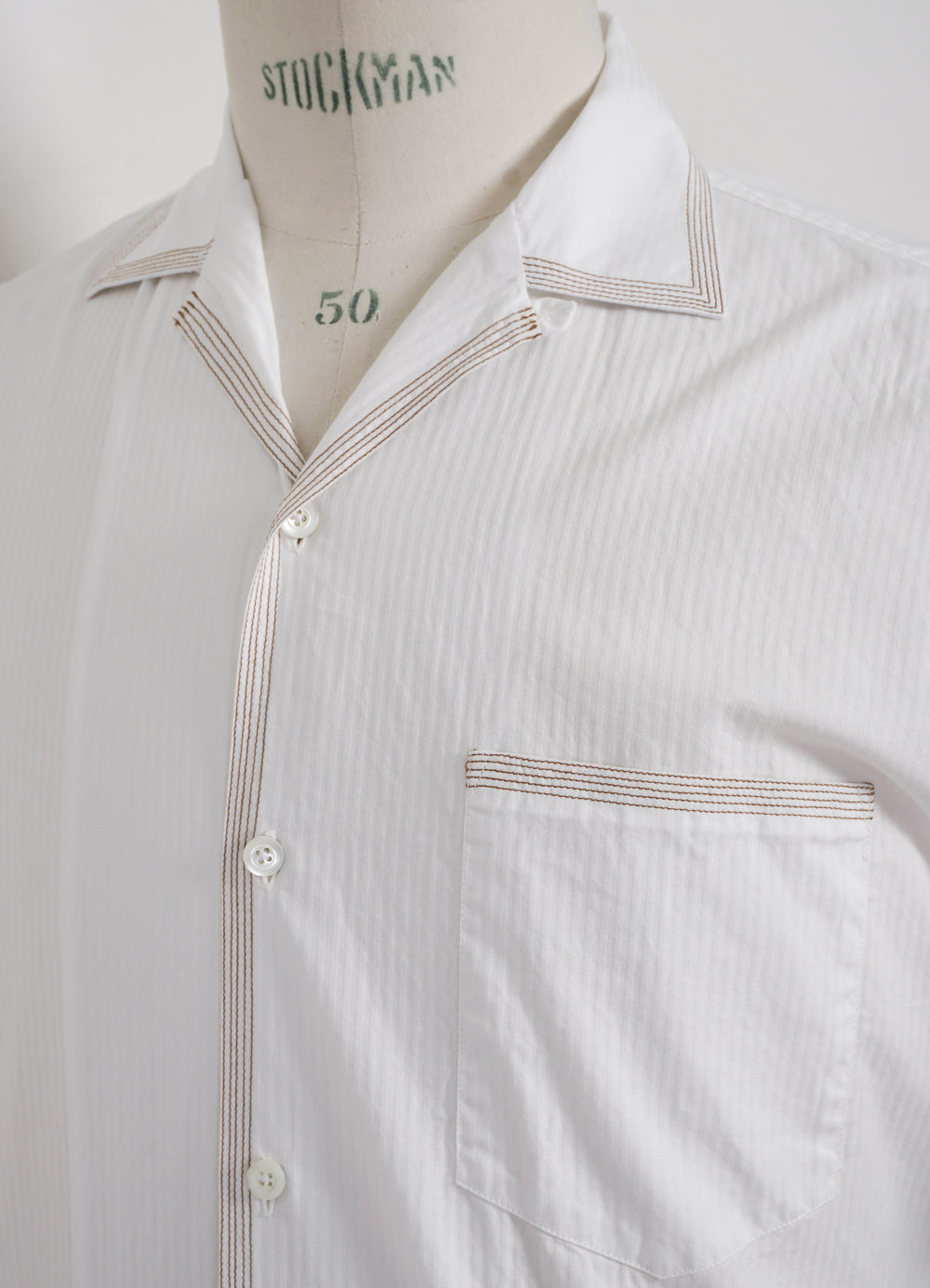 JONNY | Short Sleeve Herringbone Shirt | White