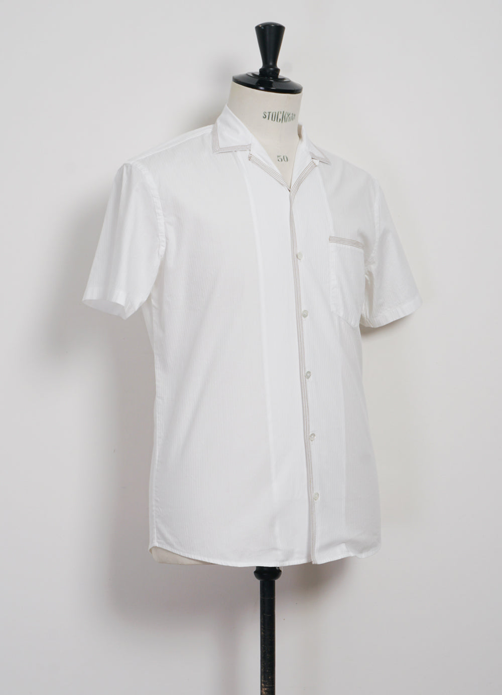 JONNY | Short Sleeve Herringbone Shirt | White