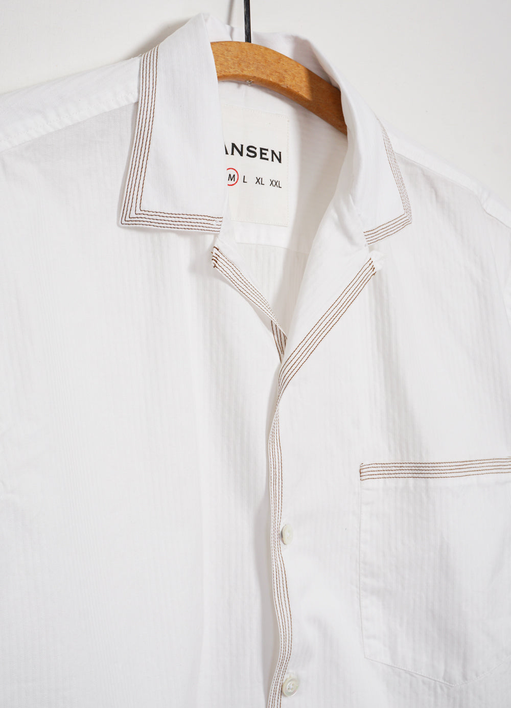 JONNY | Short Sleeve Herringbone Shirt | White