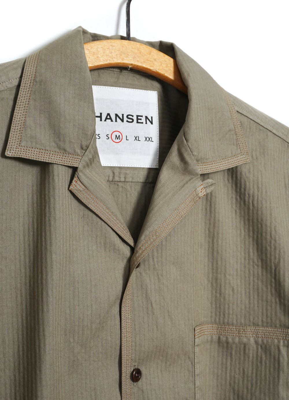 JONNY | Short Sleeve Herringbone Shirt | Bay Leaf