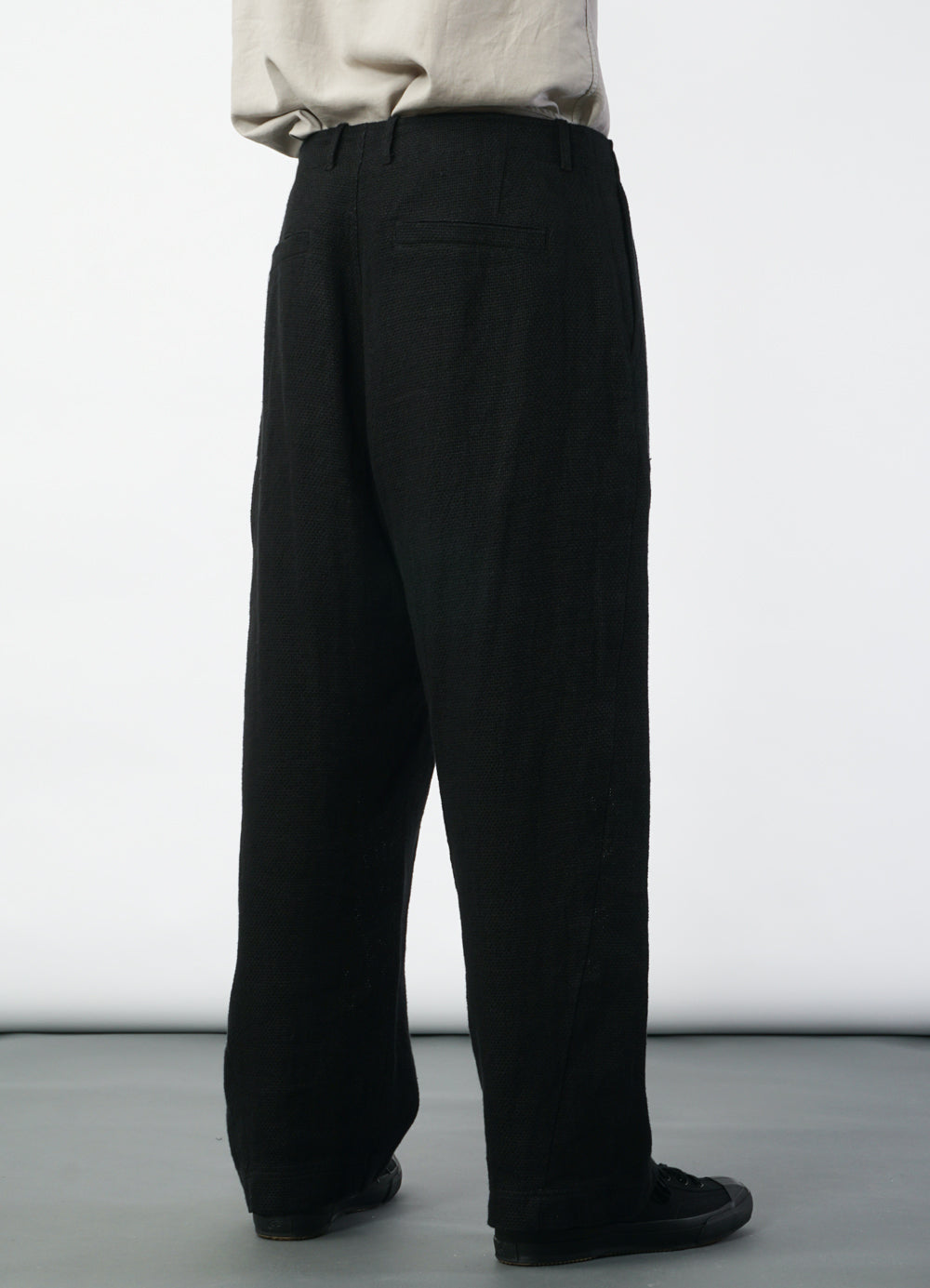 BOBBY 29-58-2 | Wide Pleated Trousers | Black Gauze