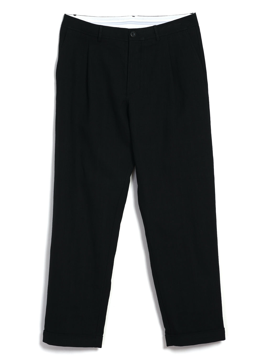 SUNE 29-63-2 | Pleated Wide Cut Trousers | Black Panama
