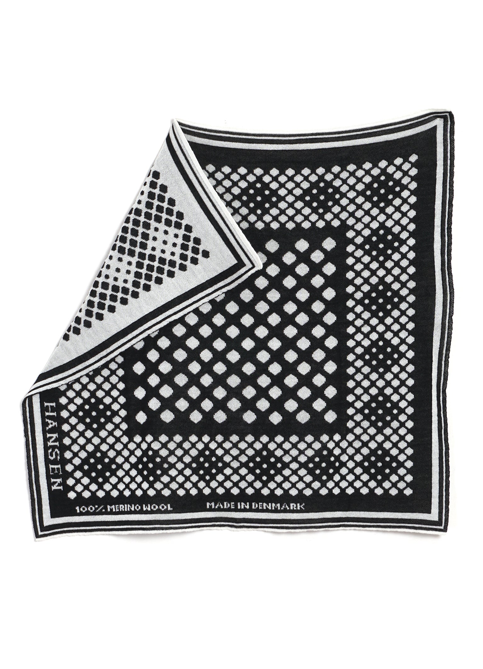 BANDANA ONE 30-01-1 | Knitted Wool Bandana | Off-white / Black