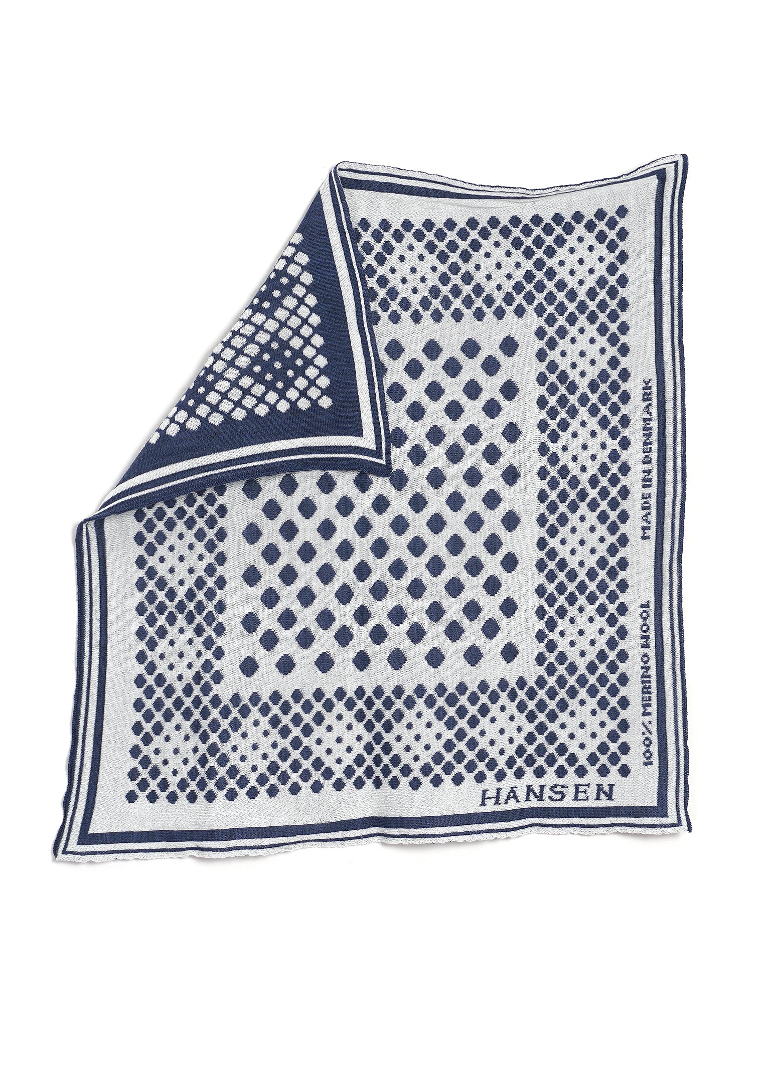 BANDANA ONE 30-01-3 | Knitted Wool Bandana | Blue / Off-White