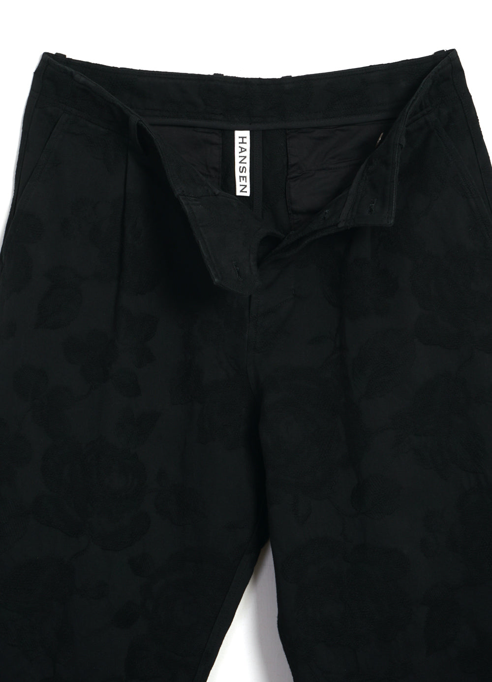 BOBBY 30-30-2 | Wide Pleated Trousers | Black Flowers
