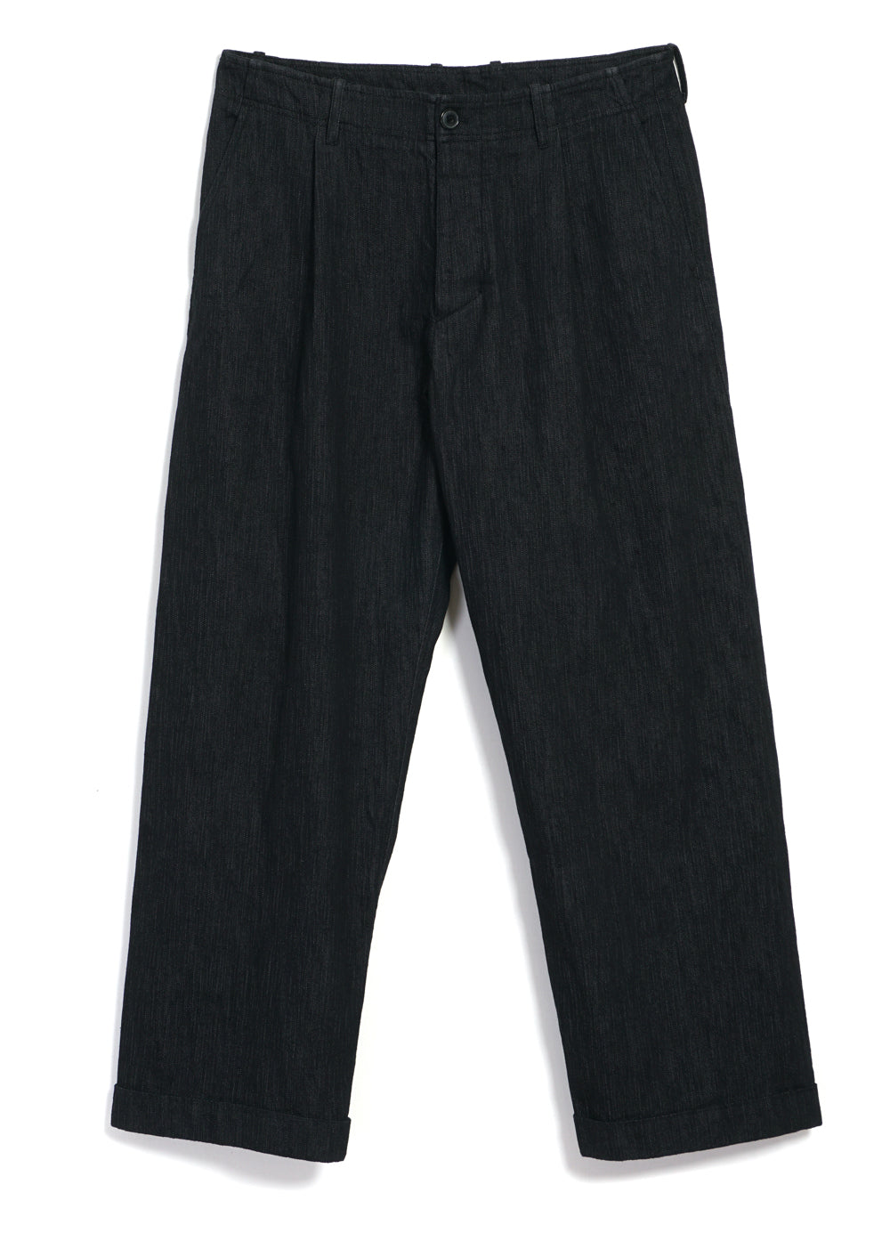BOBBY 30-31-2 | Wide Pleated Trousers | Black Slubdenim