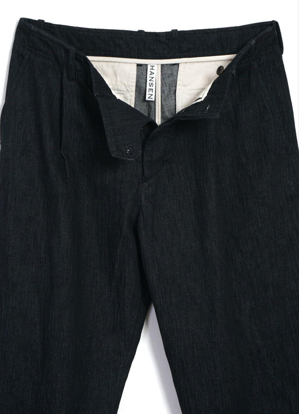 BOBBY 30-31-2 | Wide Pleated Trousers | Black Slubdenim
