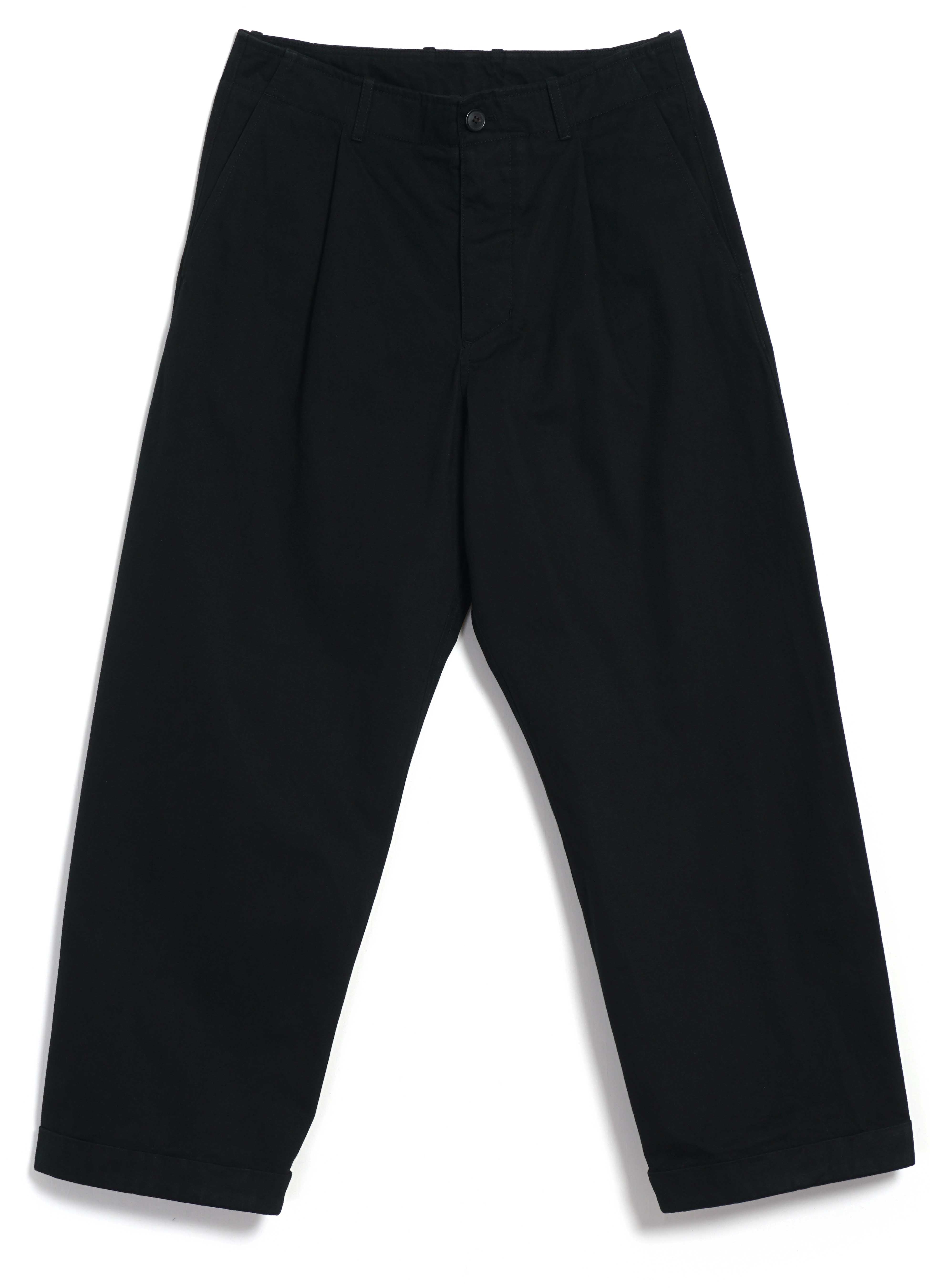 BOBBY 30-56-2 | Wide Pleated Everday Trousers | Black