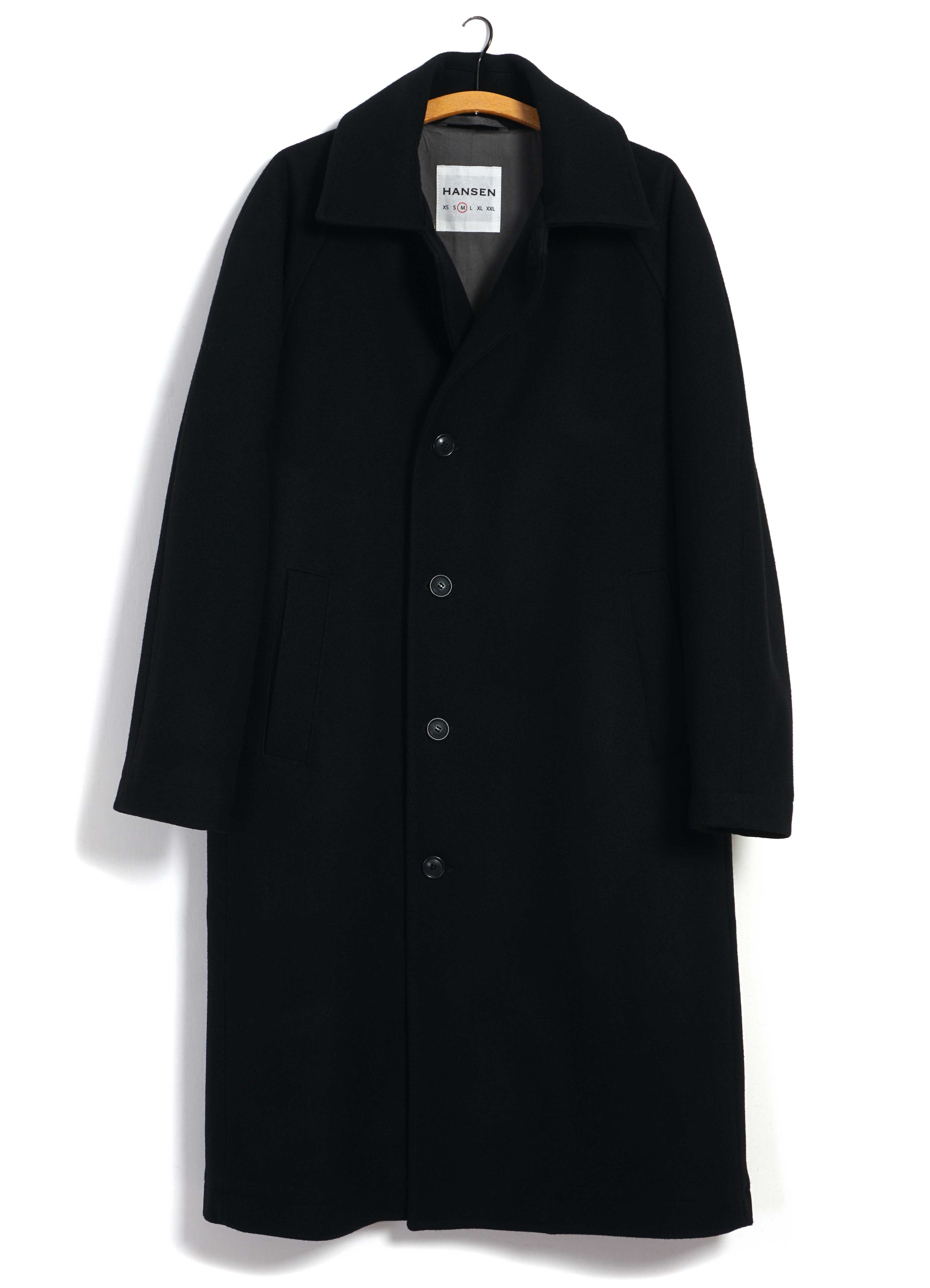 SIGURD 30-60-2 | Long Lined Wool Coat | Solid Black