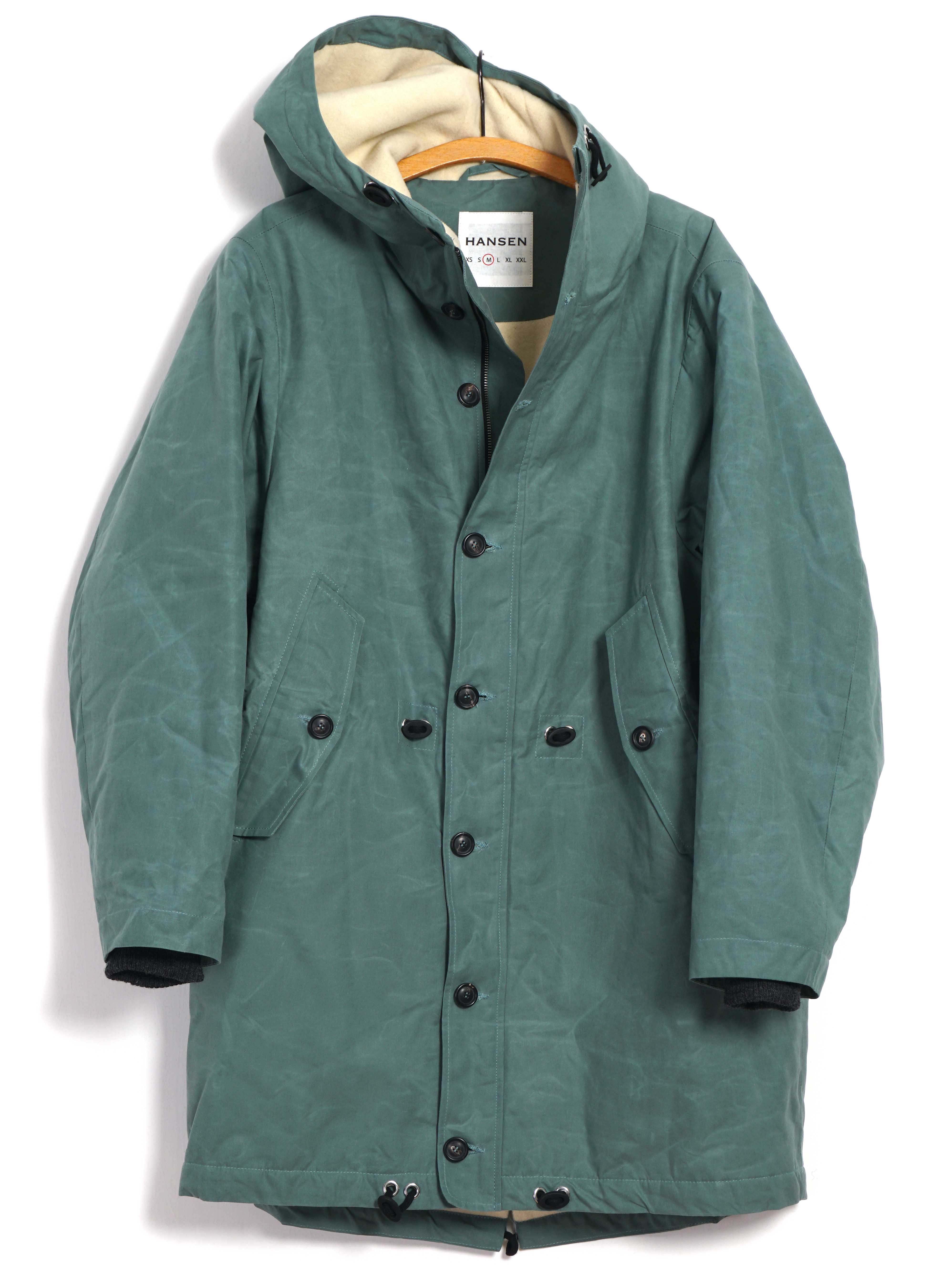 RASMUS 30-68-6 | Waxed Parka With Zipper | Faded Green