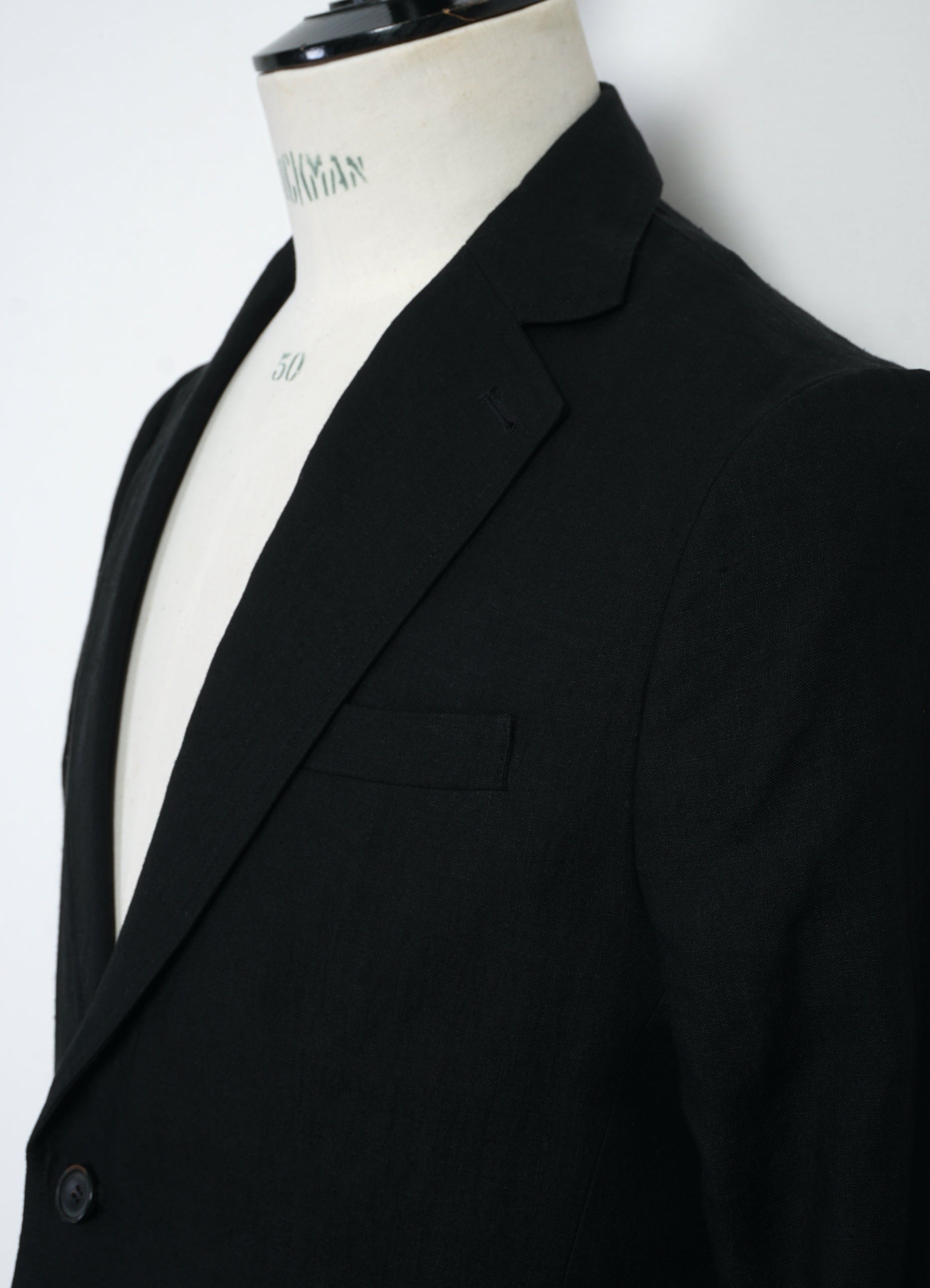CHRIS 31-67-2 | Classic Two Button Blazer | Black Linen