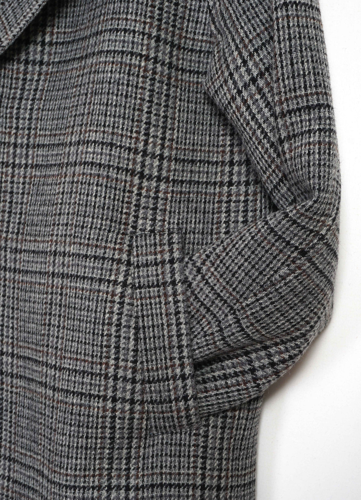 SIGURD 32-73-9 | Long Lined Wool Coat | Grey Check Wool