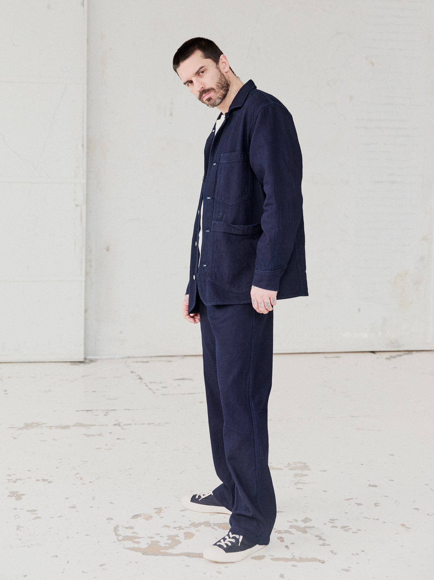 DEAN 102-14-27-4 | Straight Cut Trousers | Dobby Indigo