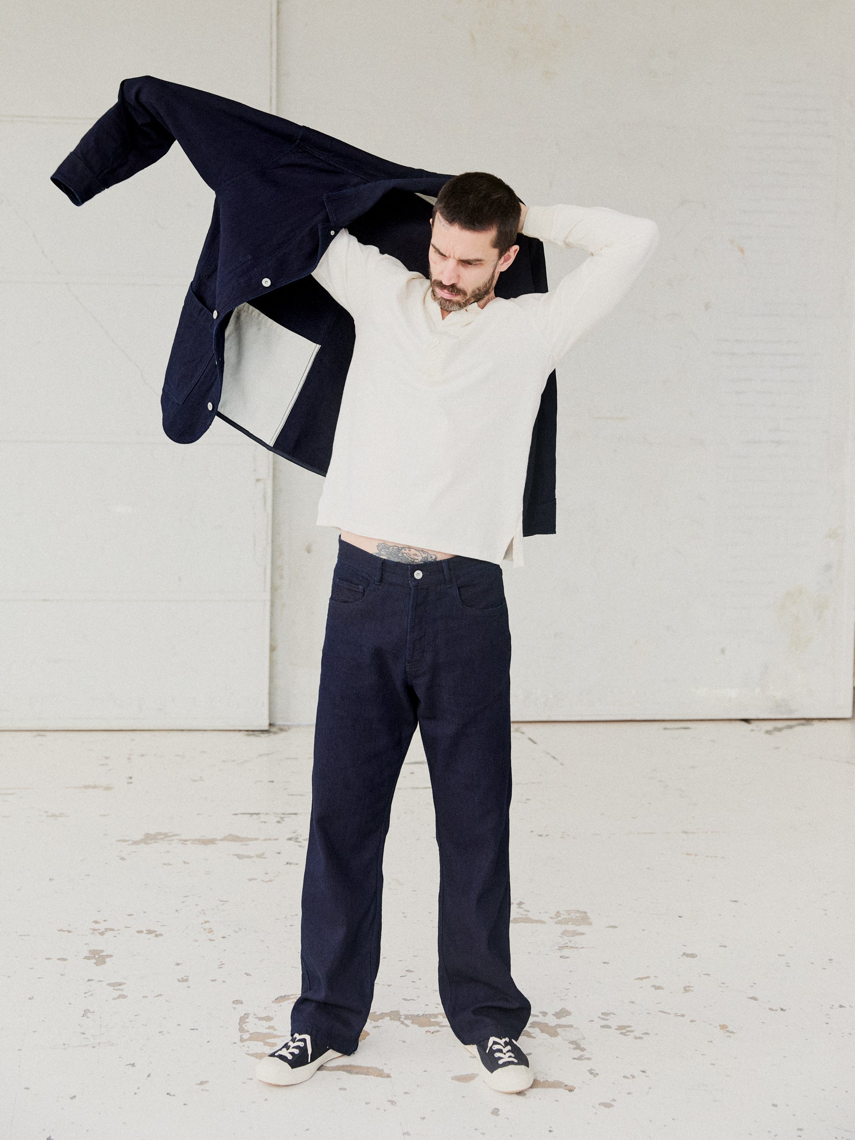 DEAN 102-14-27-4 | Straight Cut Trousers | Dobby Indigo