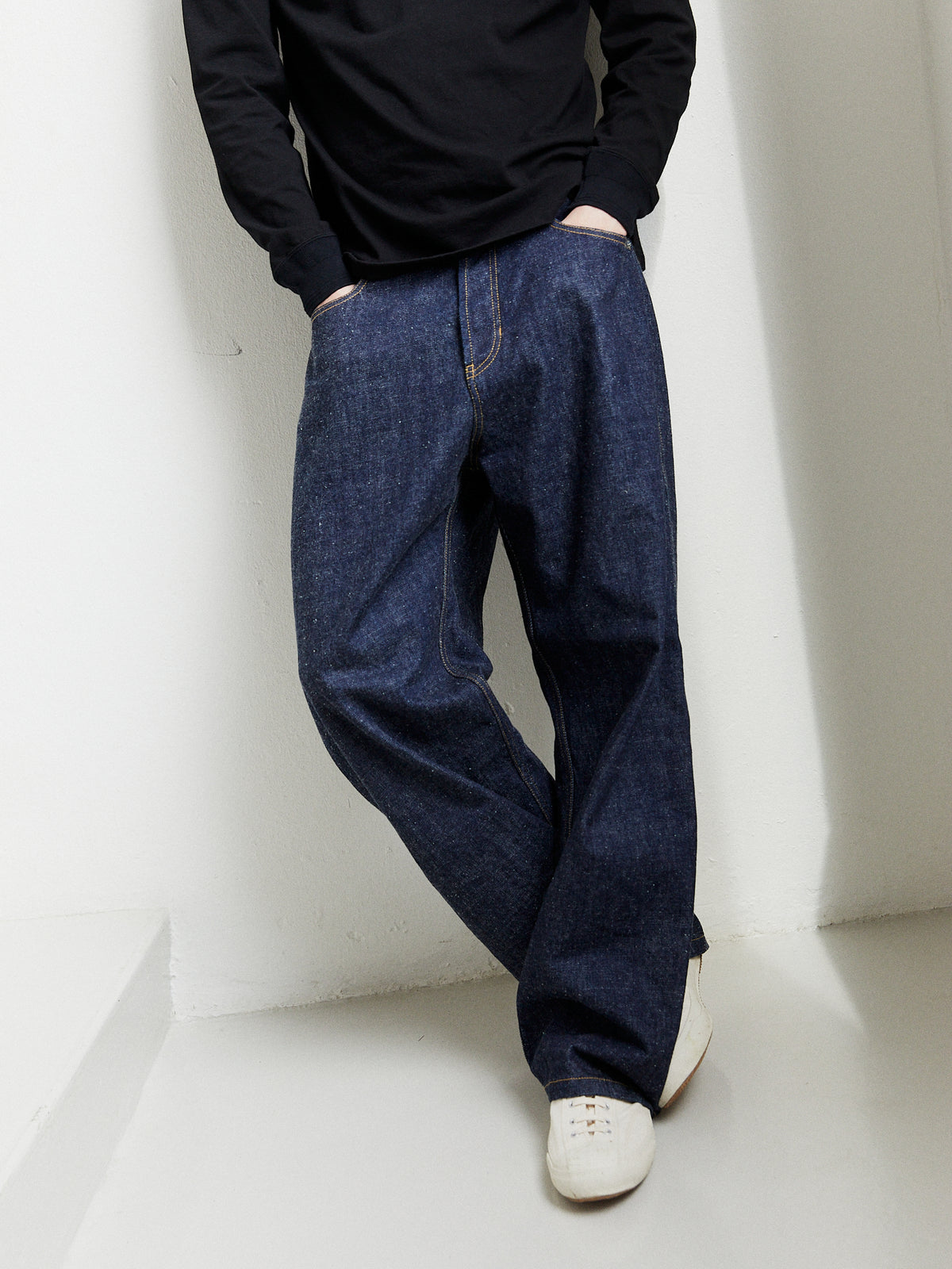 ROBBY 100-12-20-4 | 13oz Neppy Denim Wide Cut Jeans | Real Indigo 