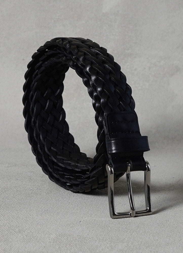 BRAIDED | Leather Belt | Black/Palladium