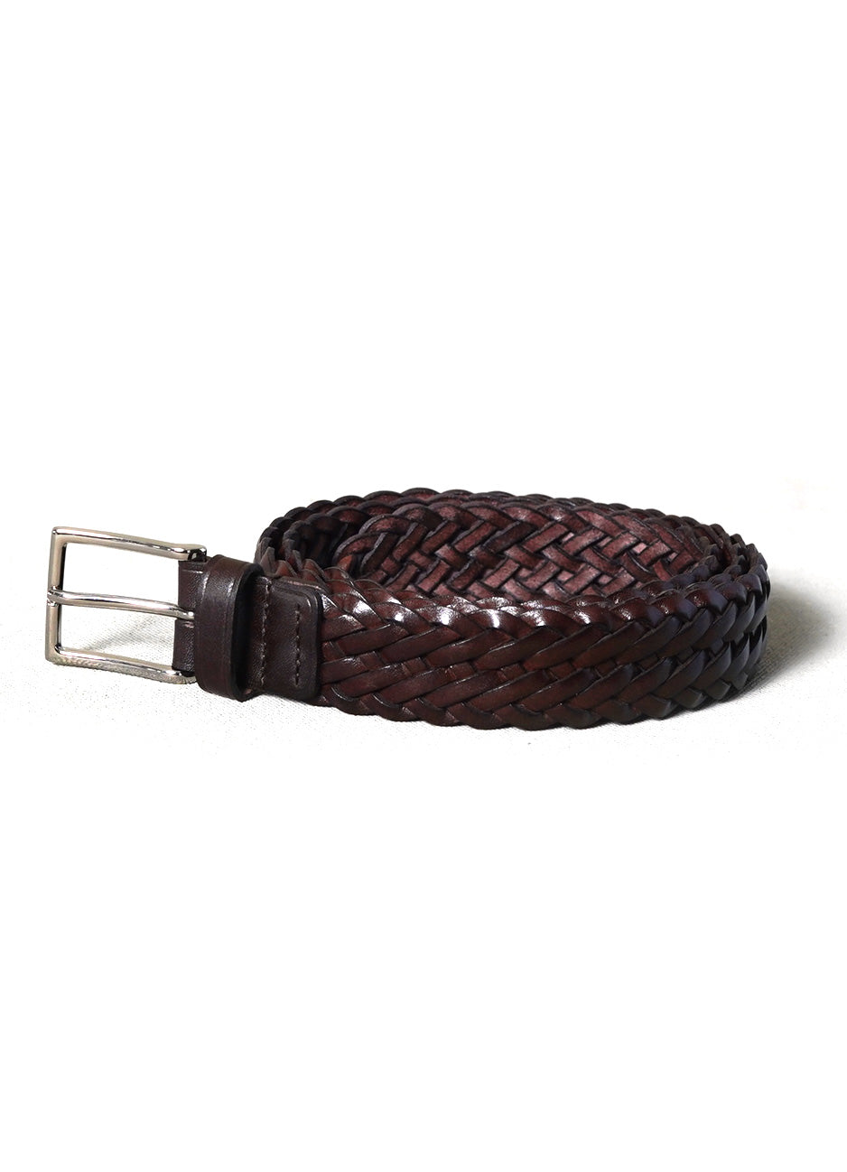 BRAIDED | Leather Belt | Dark Brown/Brass