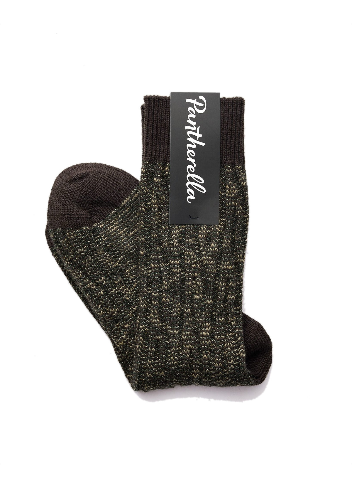 CROMFORD | Cable Knit Merino Wool Socks | Dark Brown Mix