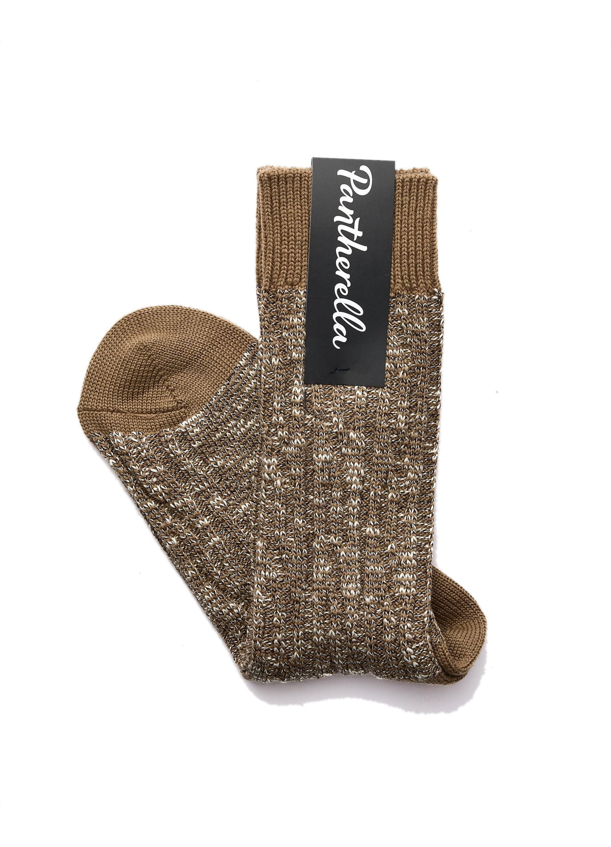 CROMFORD | Cable Knit Merino Wool Socks | Dark Camel Mix