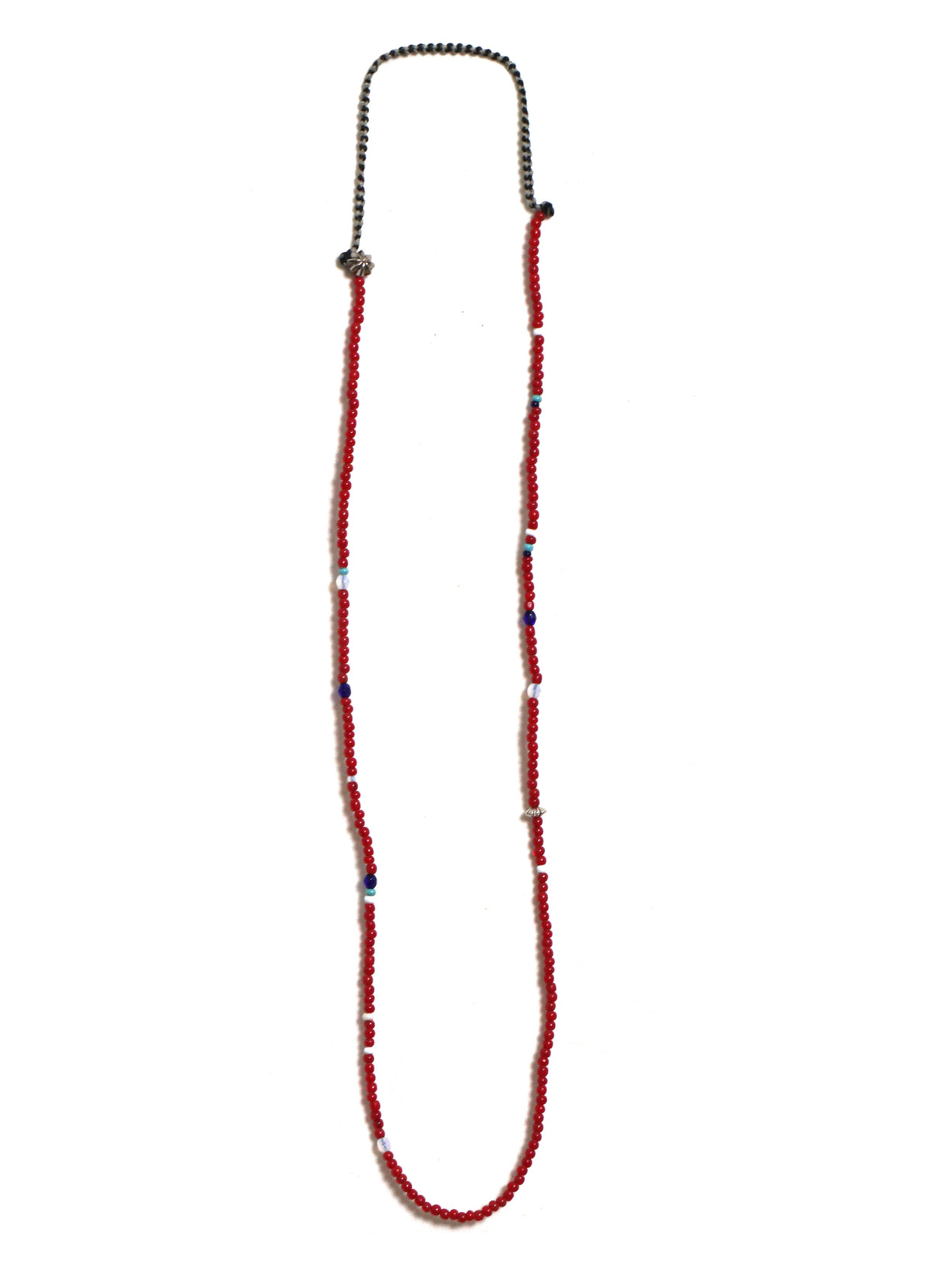 D-506 | Seed Beads Necklace | Old White Hearts