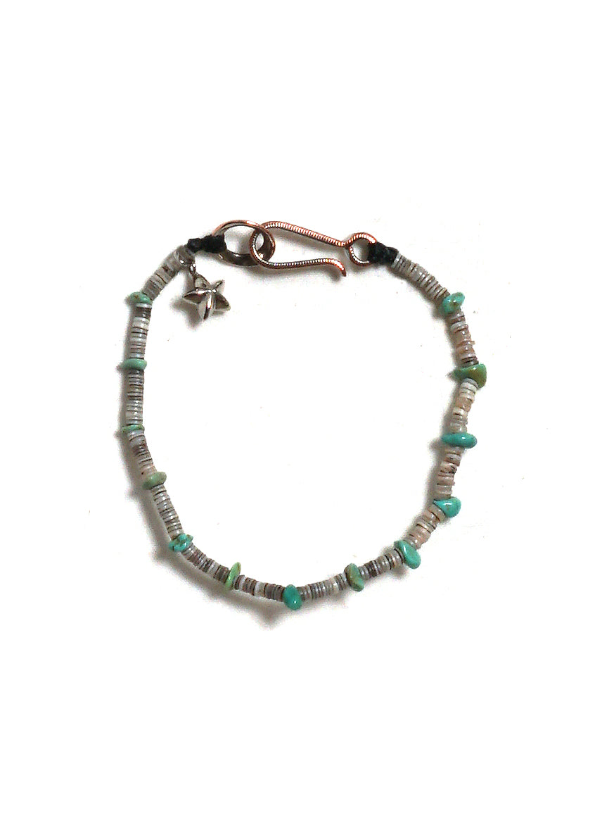 D-619 | Shell & Turquoise Tab Bracelet | Turquoise