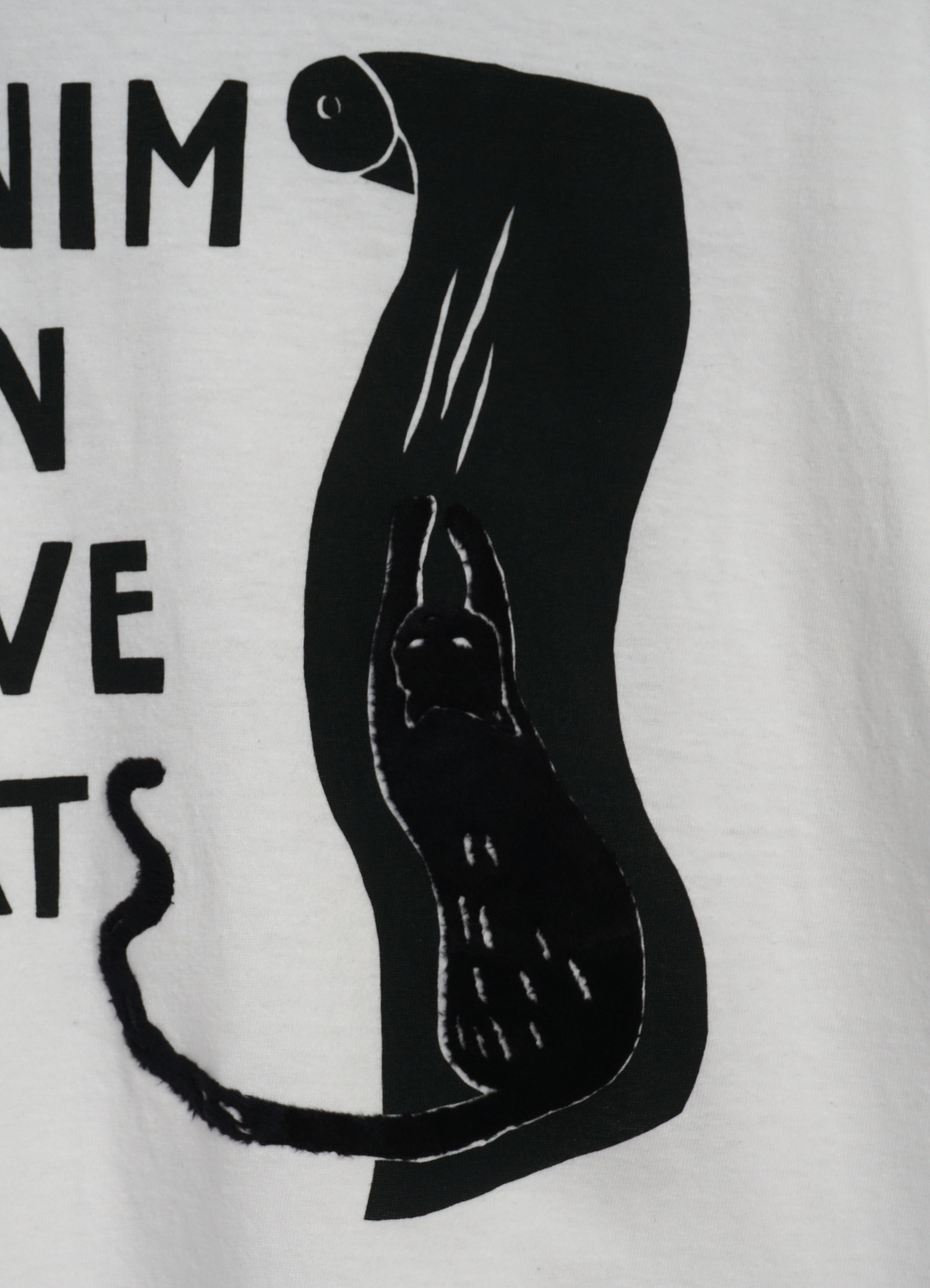 DENIM MEN LOVE CATS SCRATCH | Flocked Print Ringer Tee | White