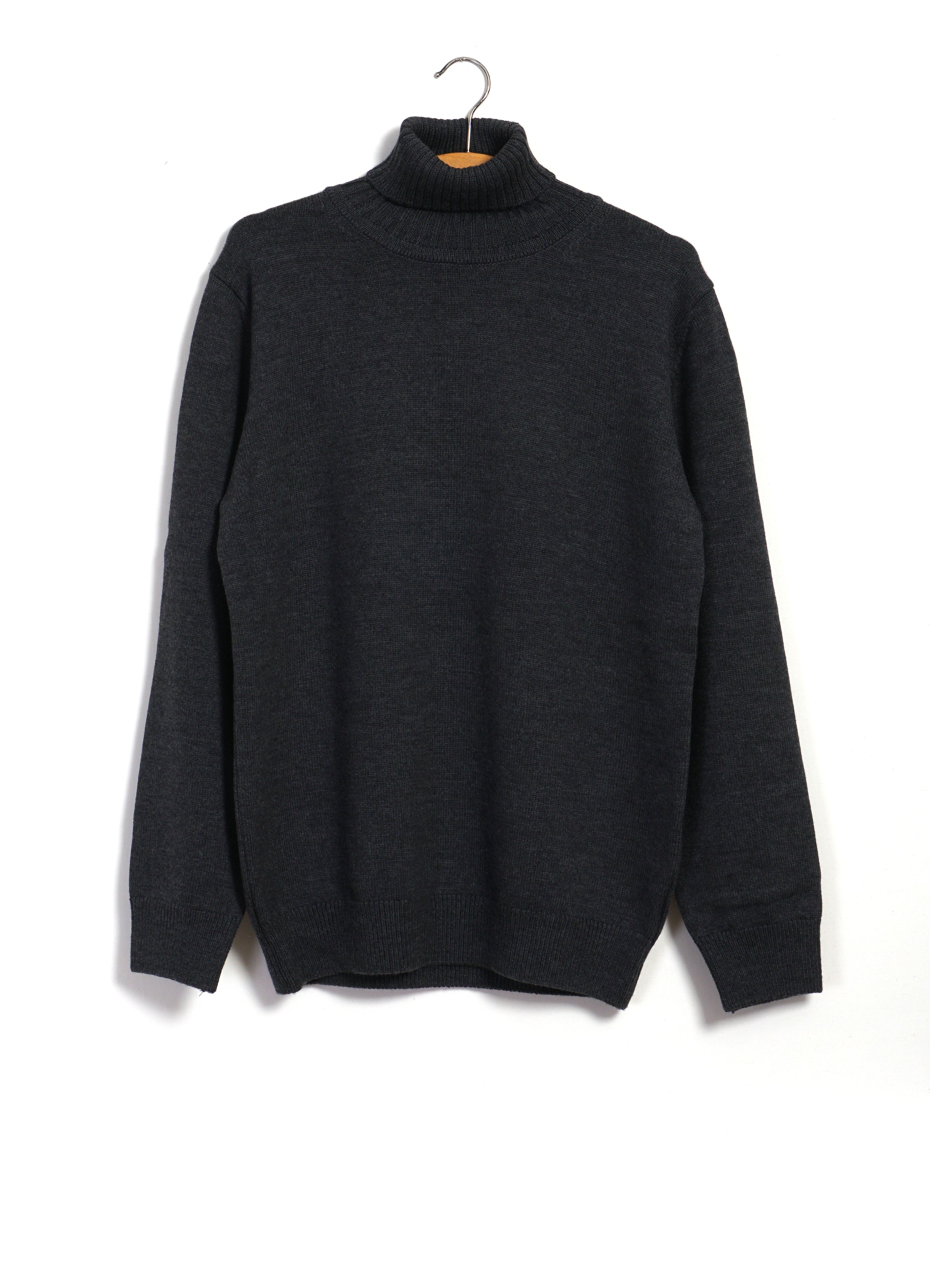 WO9 | 7G Heavyweight Merino Wool Turtleneck | Dark Grey