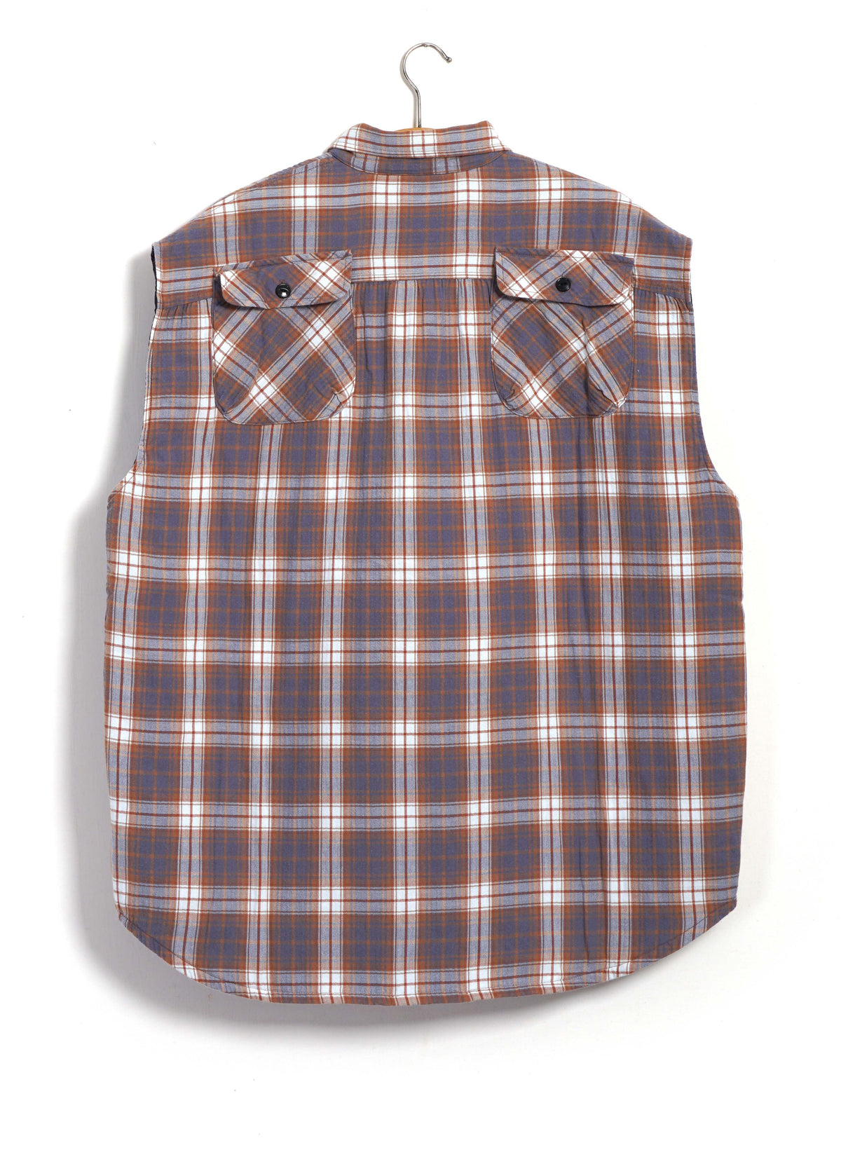 FLANNEL CHECK | Quilted Sleeveless Vest | Navy