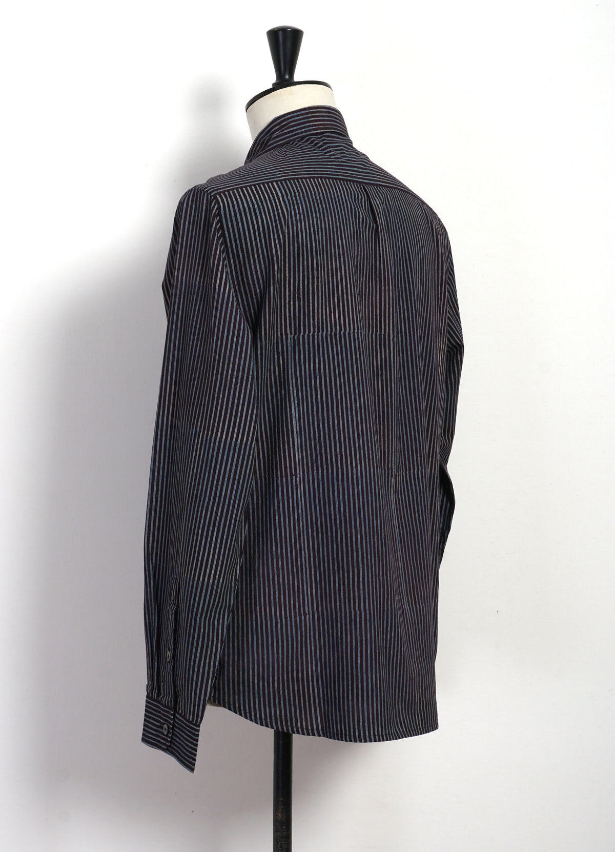 Matty Shirt | Iron/Indigo Block Print Stripe