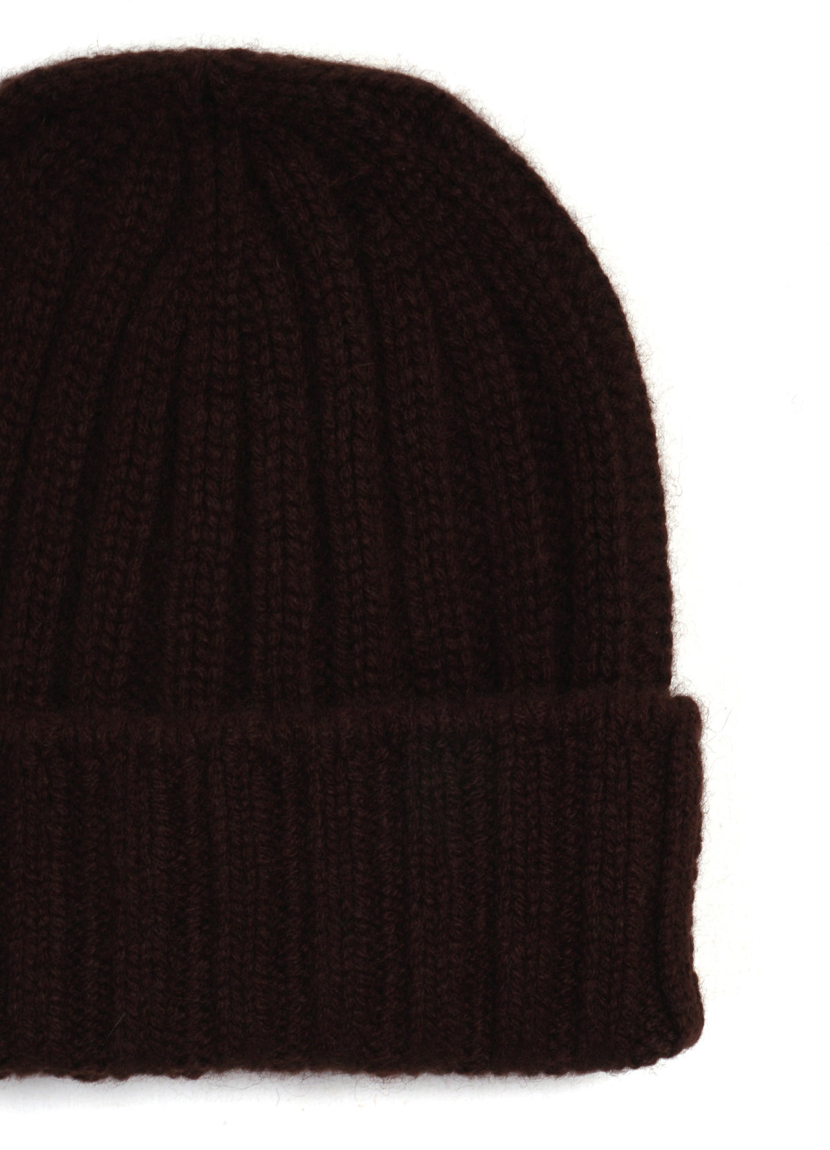 2x2 Rib Cashmere Beanie | Brown