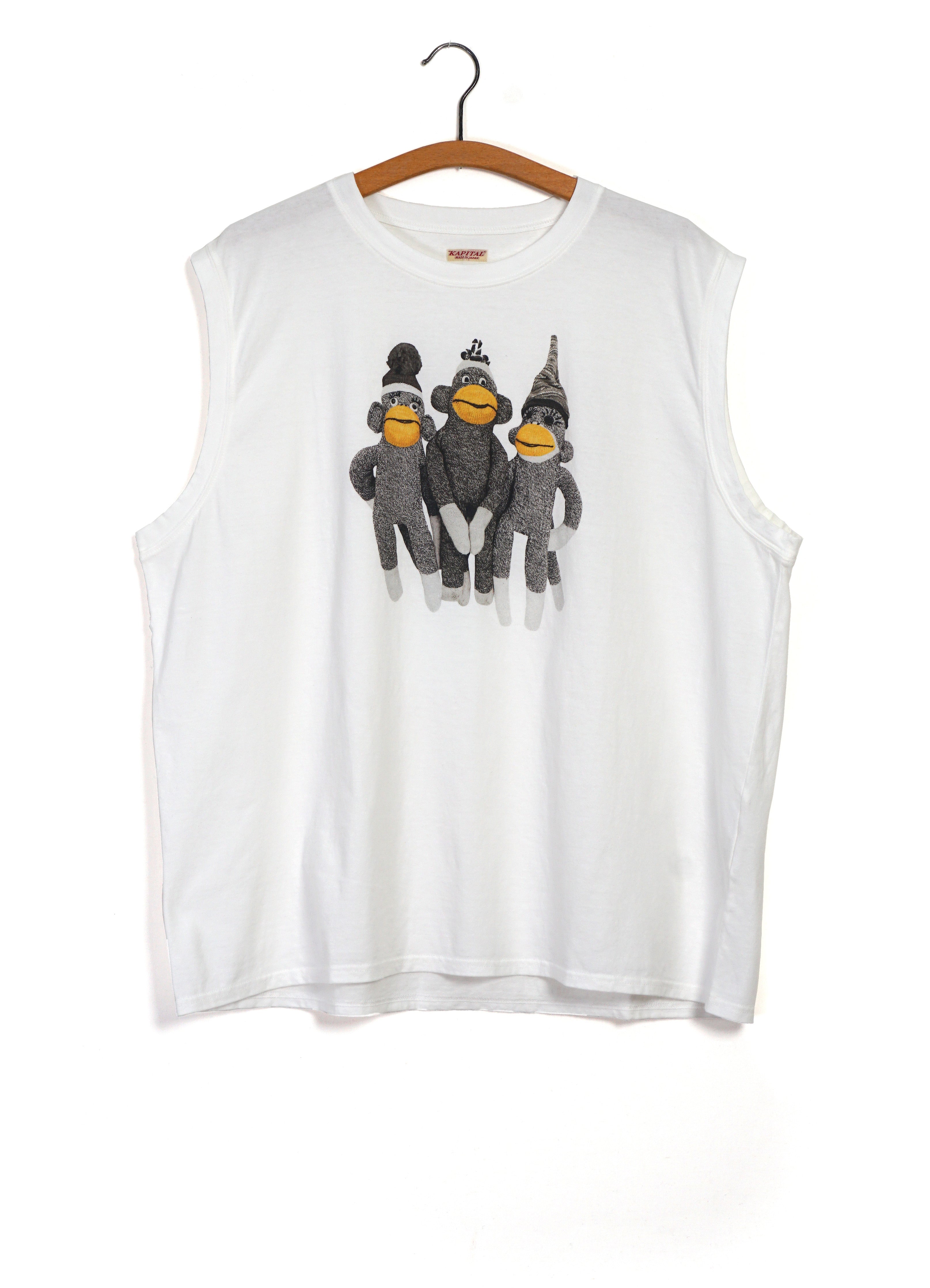 MONKEY AMIGOS | 20/- Sleeveless Big T Jersey | White