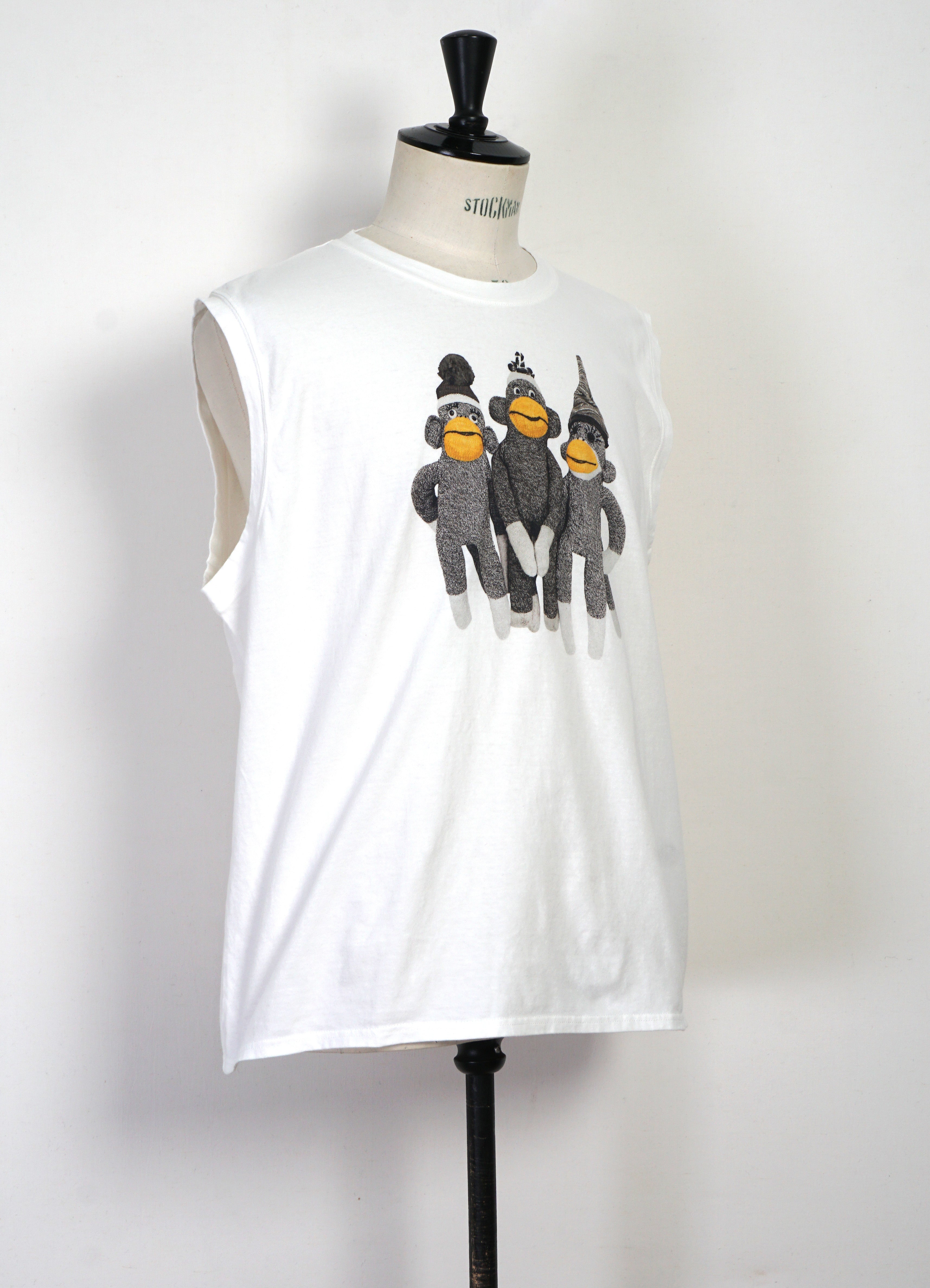 MONKEY AMIGOS | 20/- Sleeveless Big T Jersey | White
