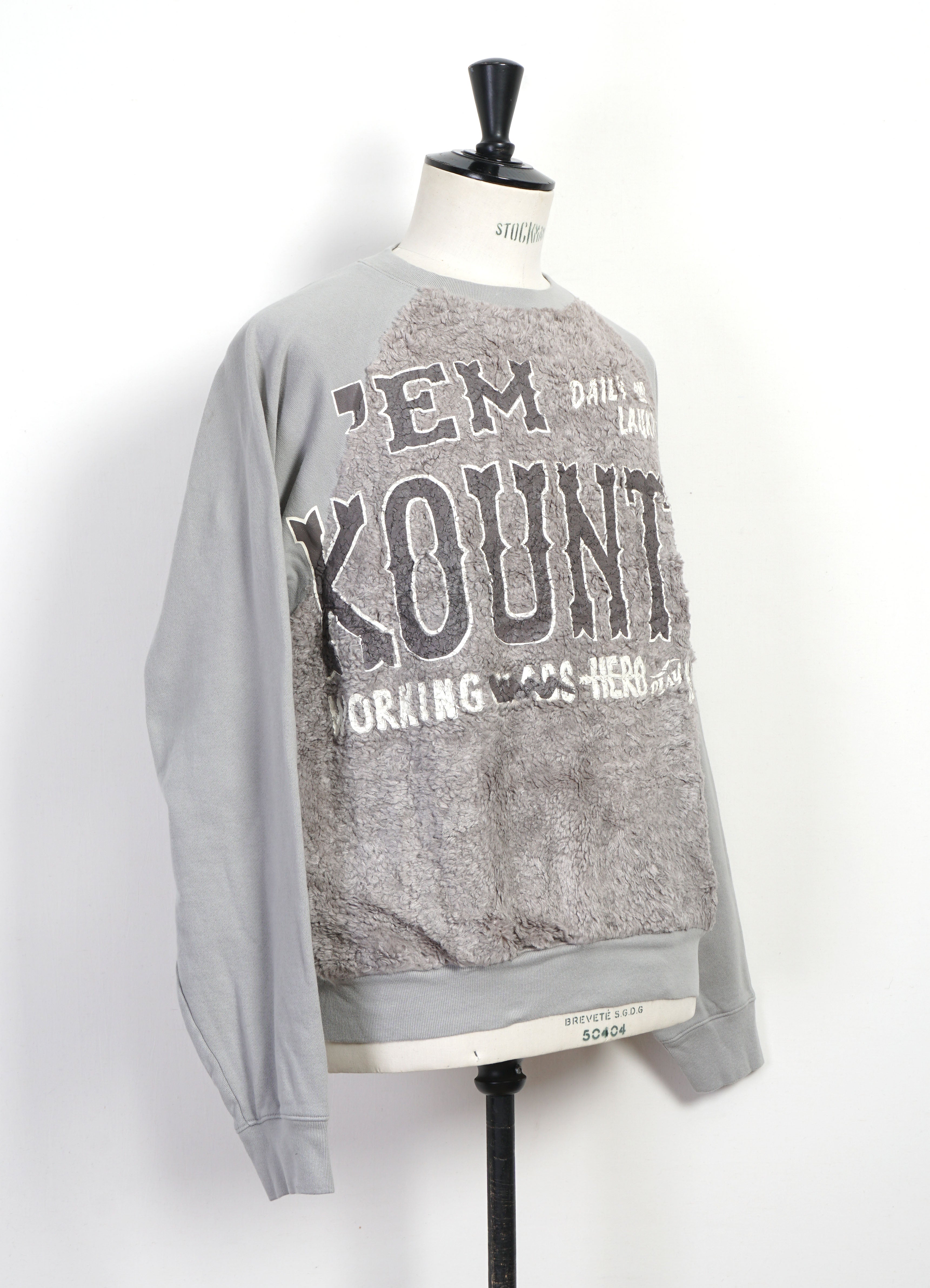 GRIZZLY SWT | Knit & Fur Crewneck Sweater | Grey