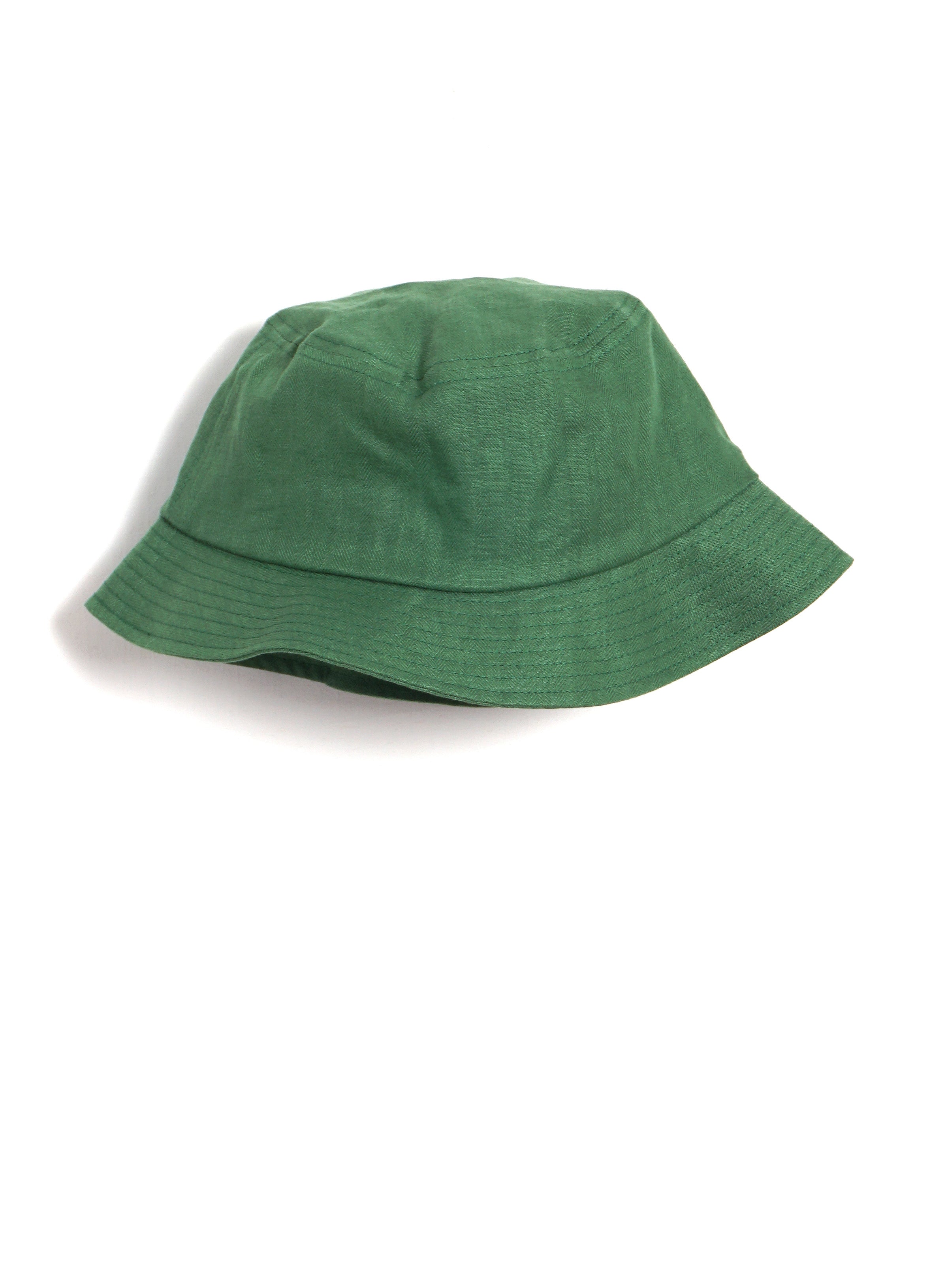 Linen Herringbone Bucket Hat | Green
