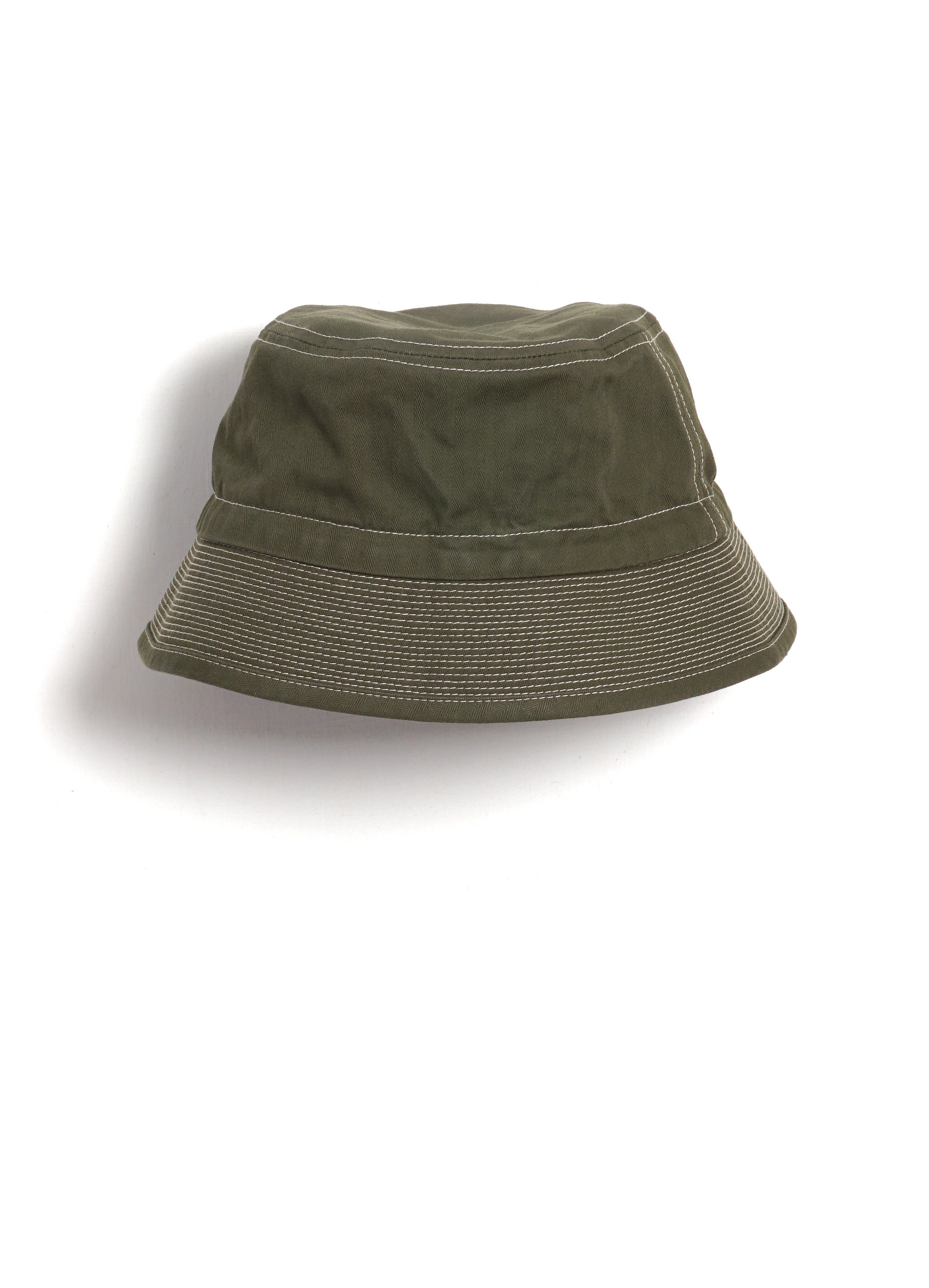 Cotton Herringbone Bucket Hat | Olive