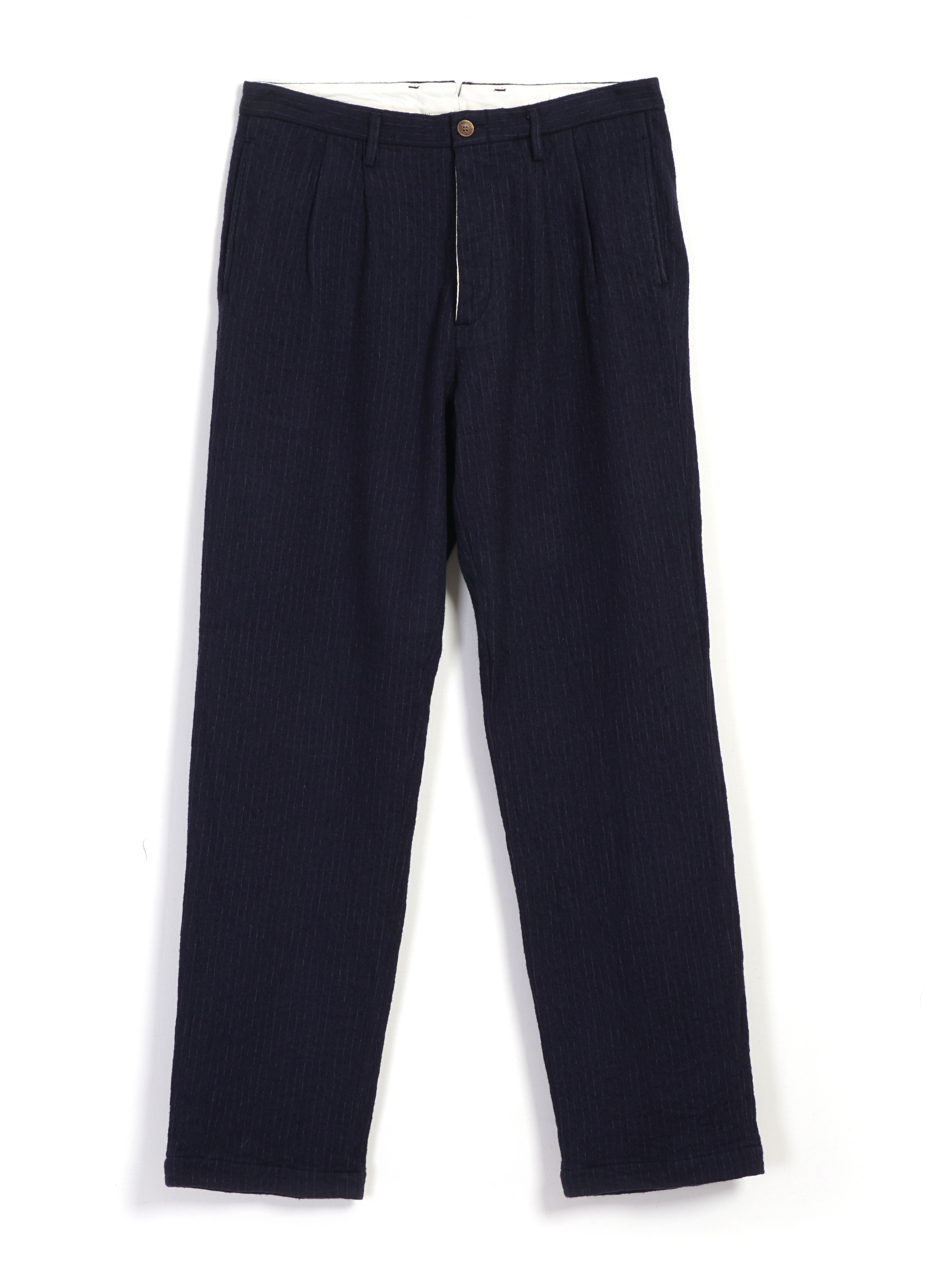 C/W 2TUCK Trousers | Pinstripe Navy