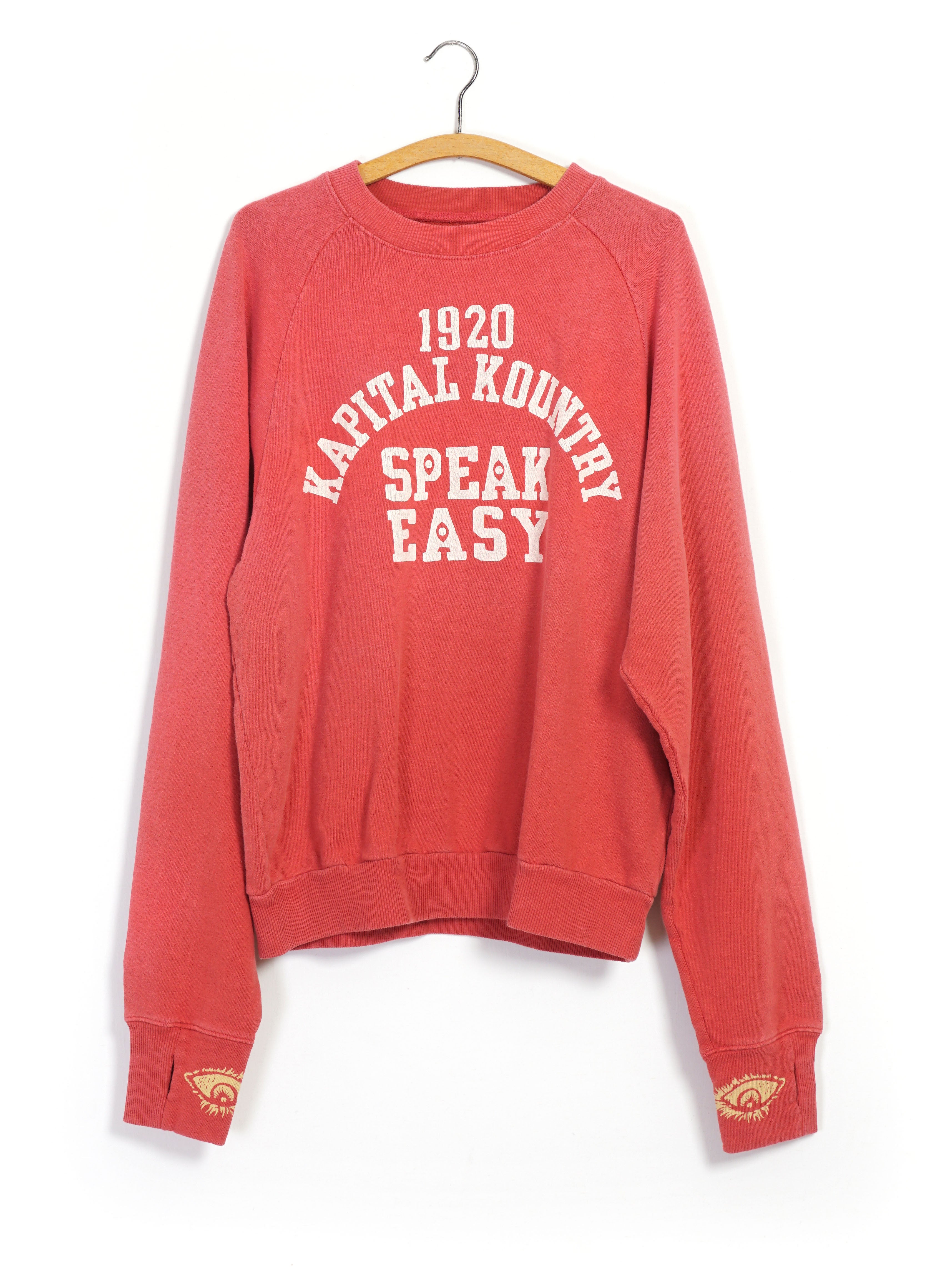 SPEAKEASY COLLEGE | Raglan Crewneck Sweater | Red