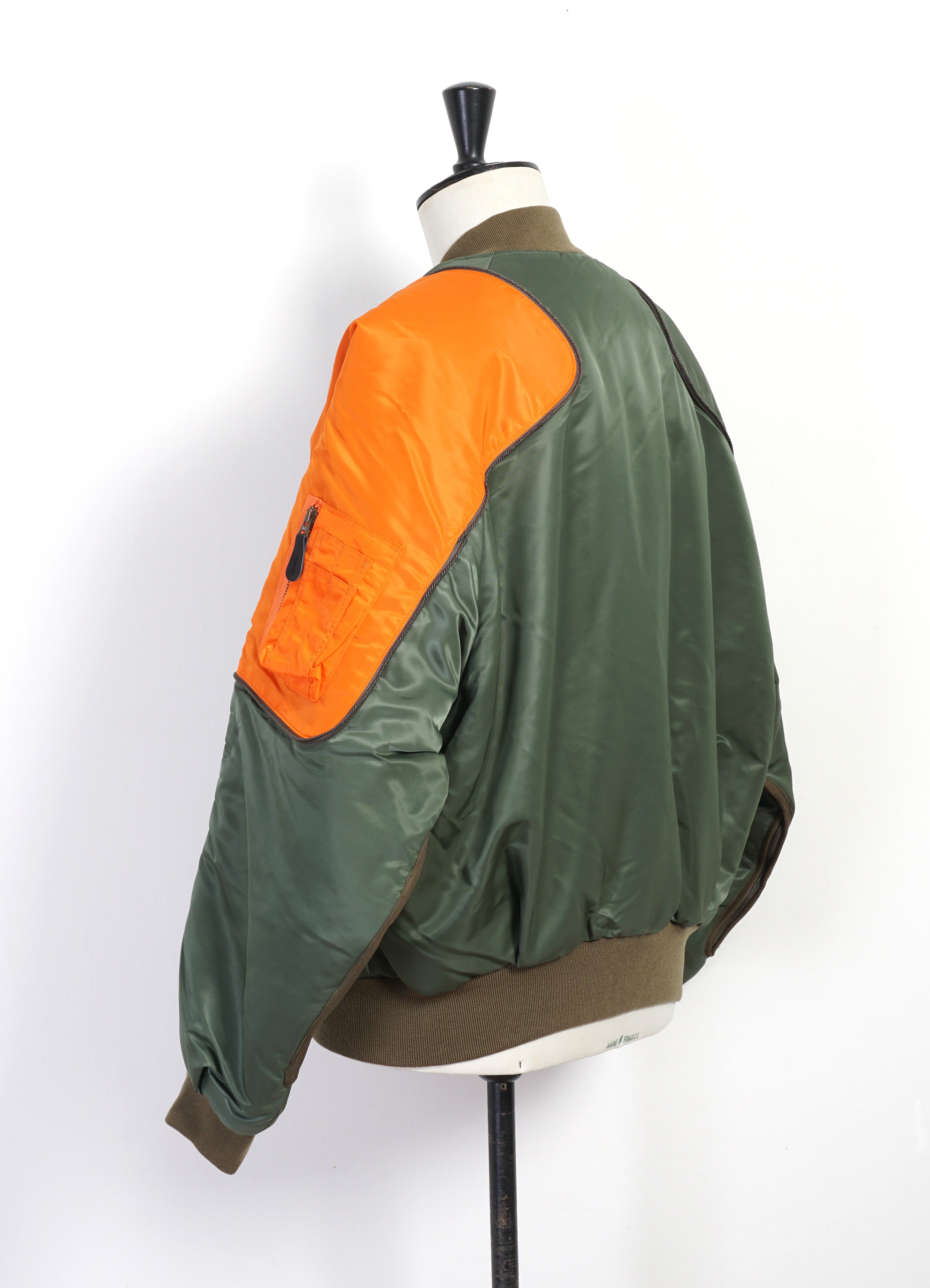 MA-1 SHAM BOMBER | Two-tone Shell Padded Jacket | Khaki