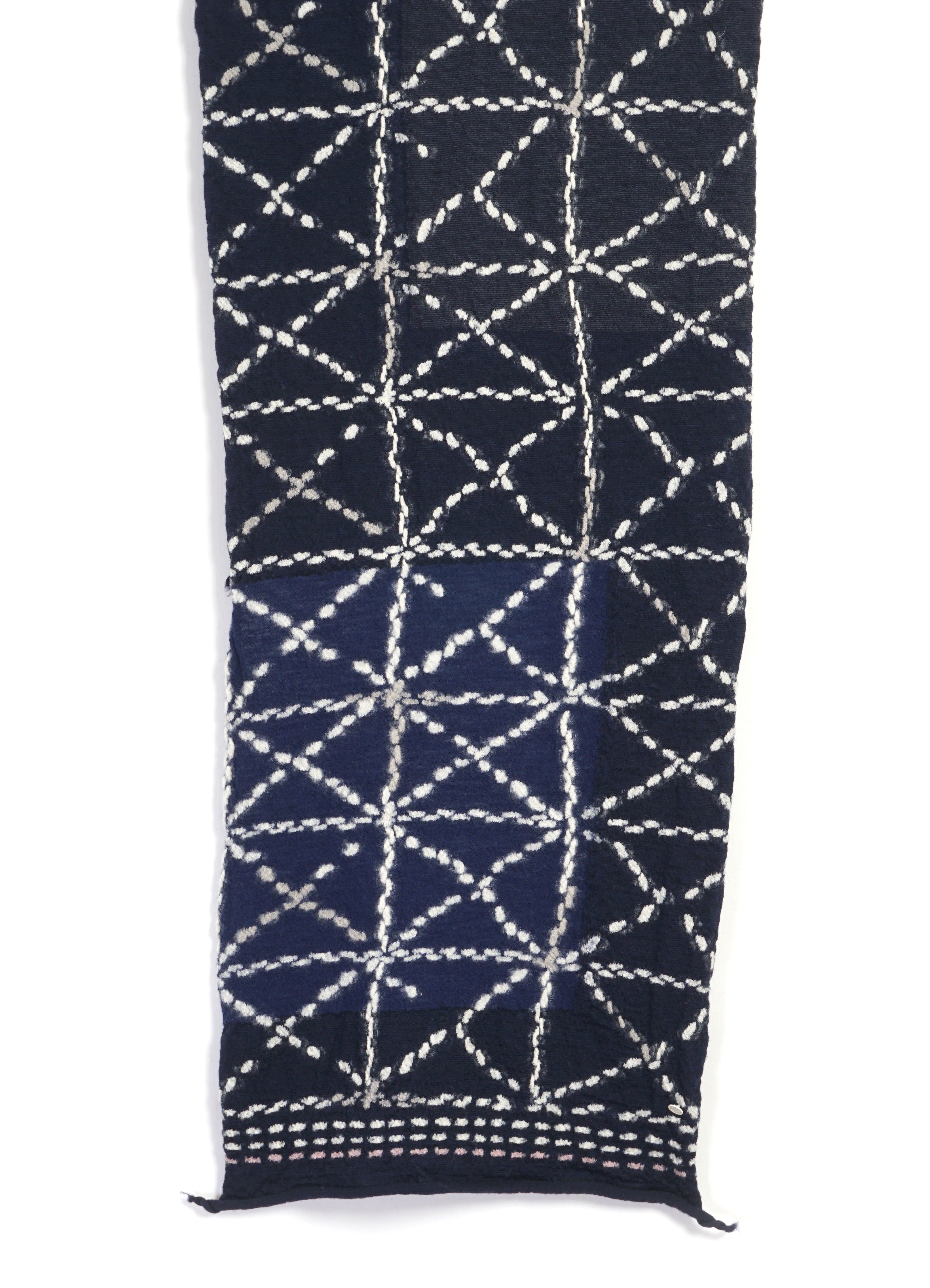 SASHIKO | Compressed Wool Scarf | Navy