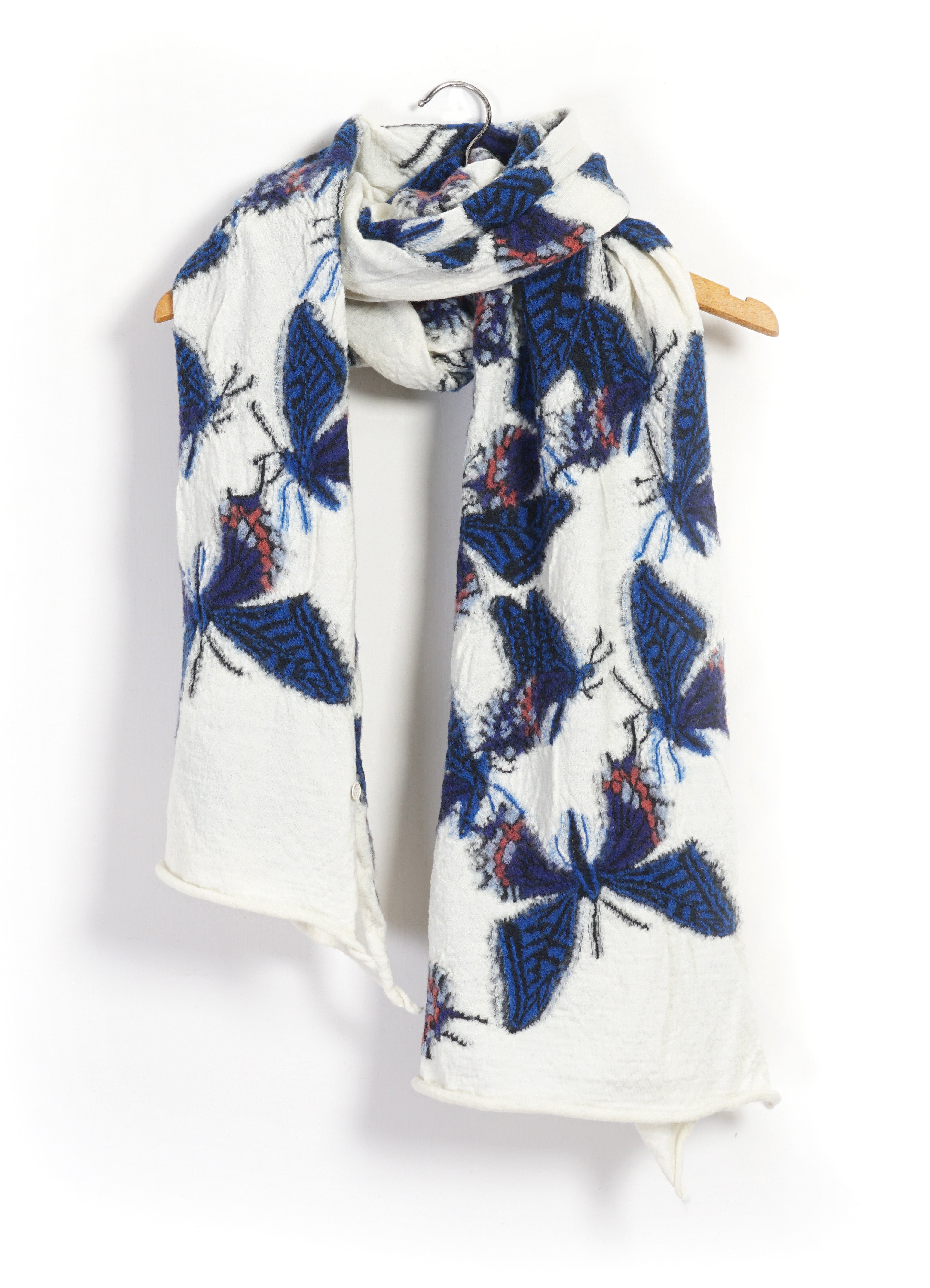 BUTTERFLY | Compressed Wool Scarf | White